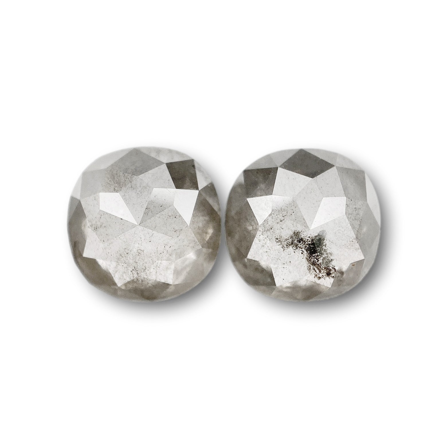 3.21cttw | Rustic  Cushion Shape Rose Cut Diamond Matched Pair - Modern Rustic Diamond
