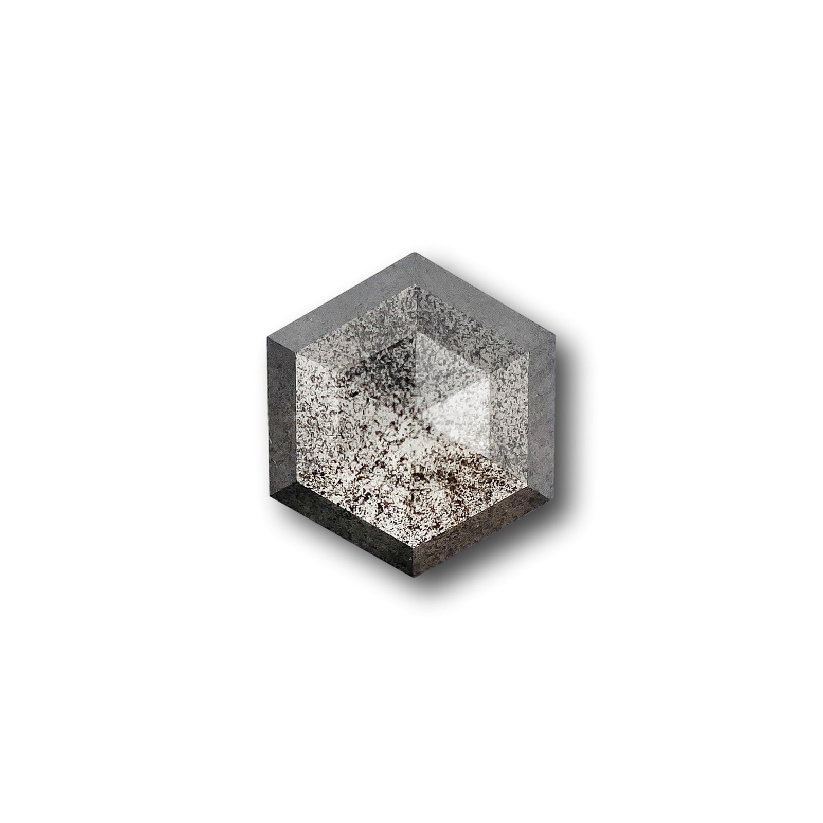 0.96ct | Salt & Pepper Hexagon Shape Rose Cut Diamond - Modern Rustic Diamond