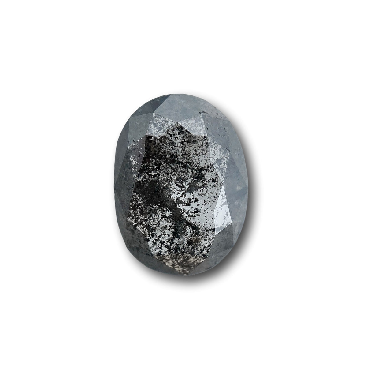 0.90ct | Salt &amp; Pepper Oval Shape Rose Cut Diamond - Modern Rustic Diamond