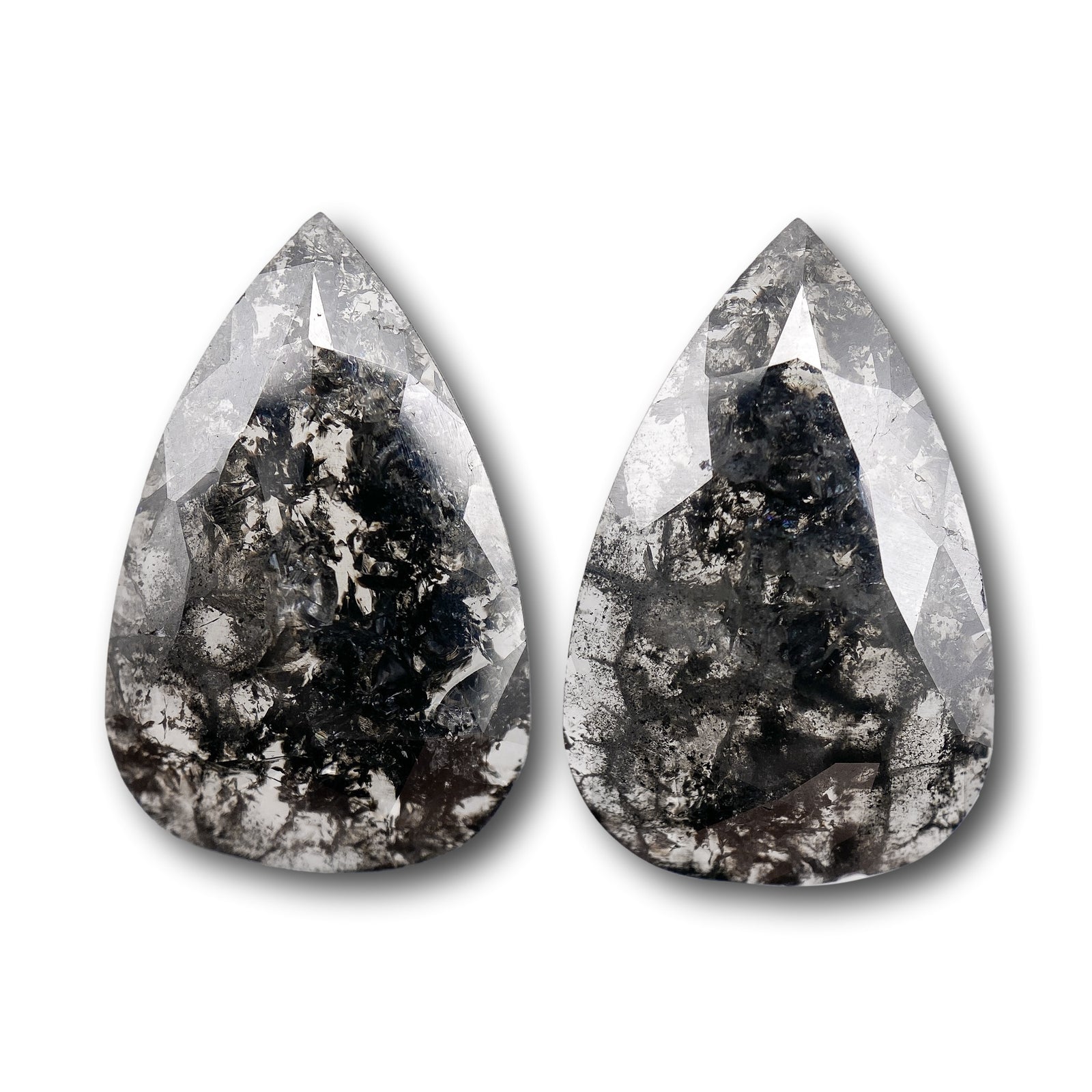 7.56cttw | Rustic Pear Shape Rose Cut Diamond Matched Pair - Modern Rustic Diamond