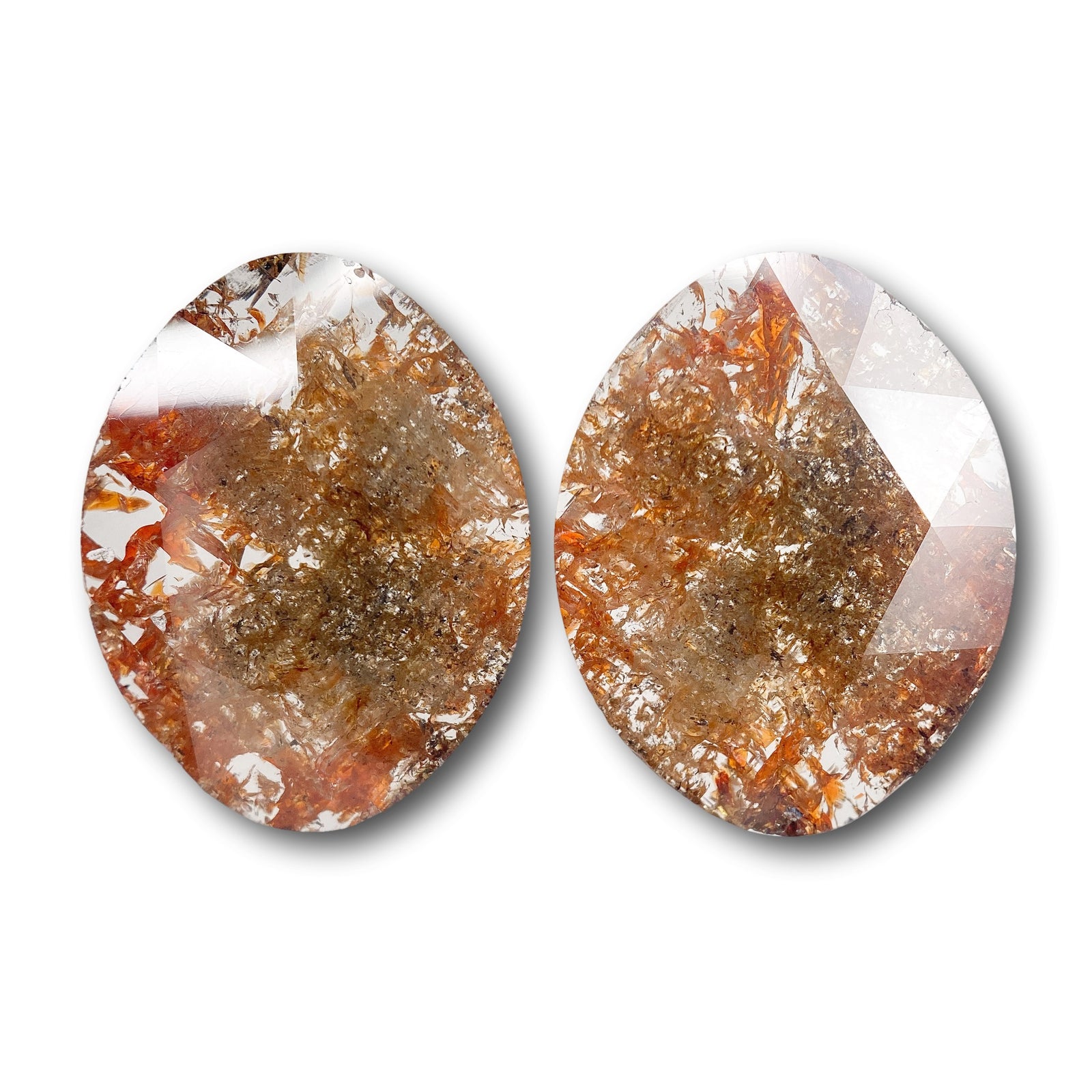 4.69cttw | Rustic  Oval Shape Rose Cut Diamond Matched Pair - Modern Rustic Diamond