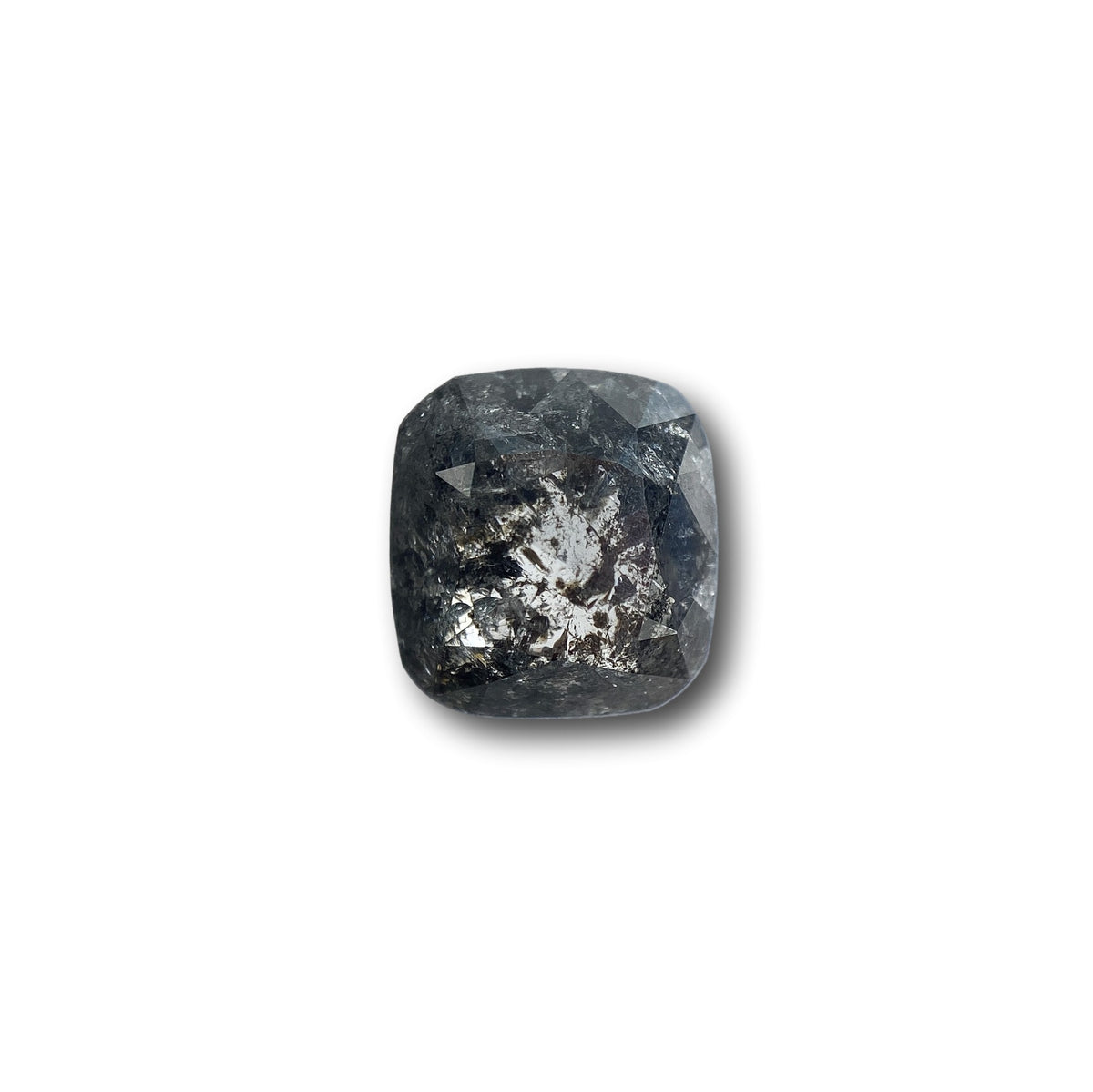 1.87ct | Salt &amp; Pepper Cushion Shape Rose Cut Diamond - Modern Rustic Diamond
