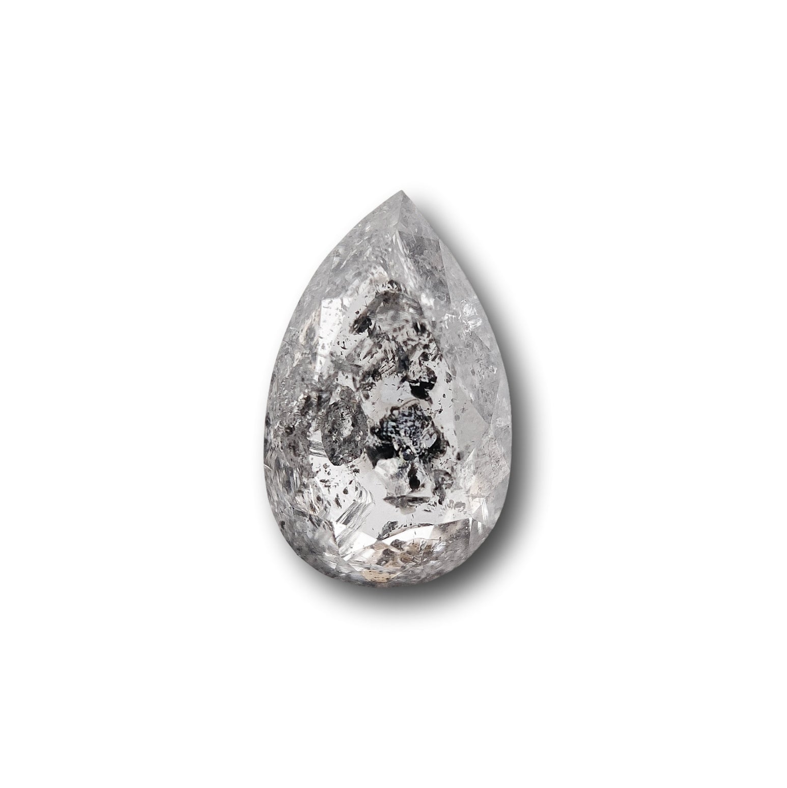 0.89ct | Salt & Pepper Pear Shape Rose Cut Diamond - Modern Rustic Diamond