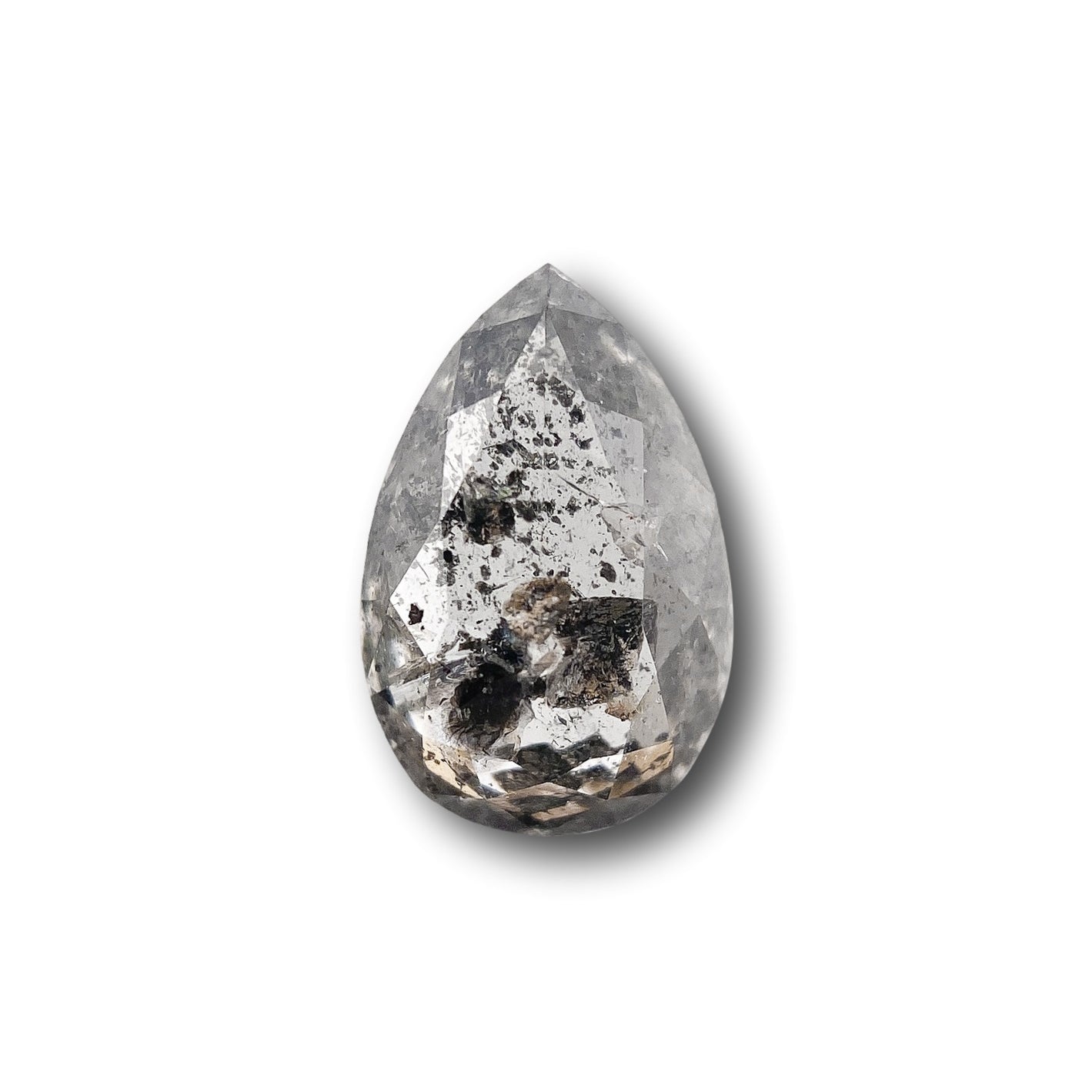 0.98ct | Salt & Pepper Pear Shape Rose Cut Diamond - Modern Rustic Diamond