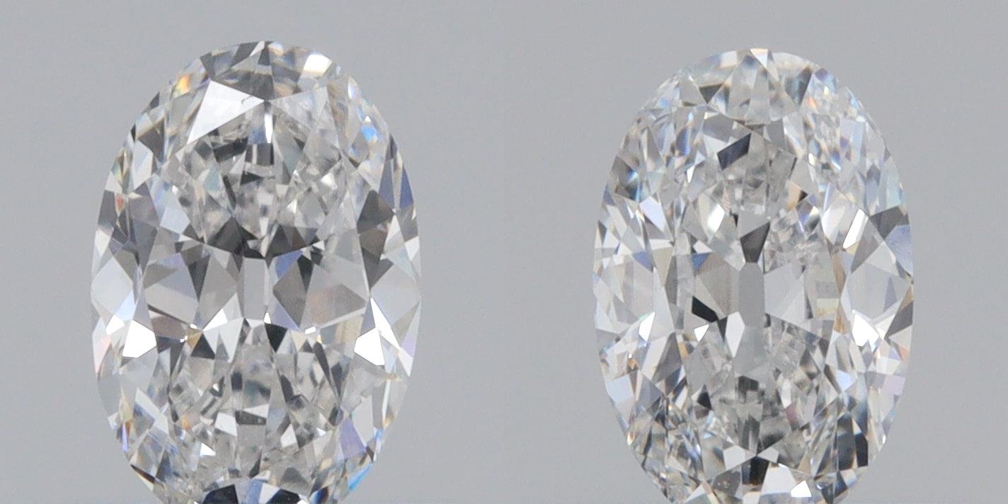 1.02cttw | F VVS2 Oval Shape Old Mine Cut Diamond Matched Pair - Modern Rustic Diamond