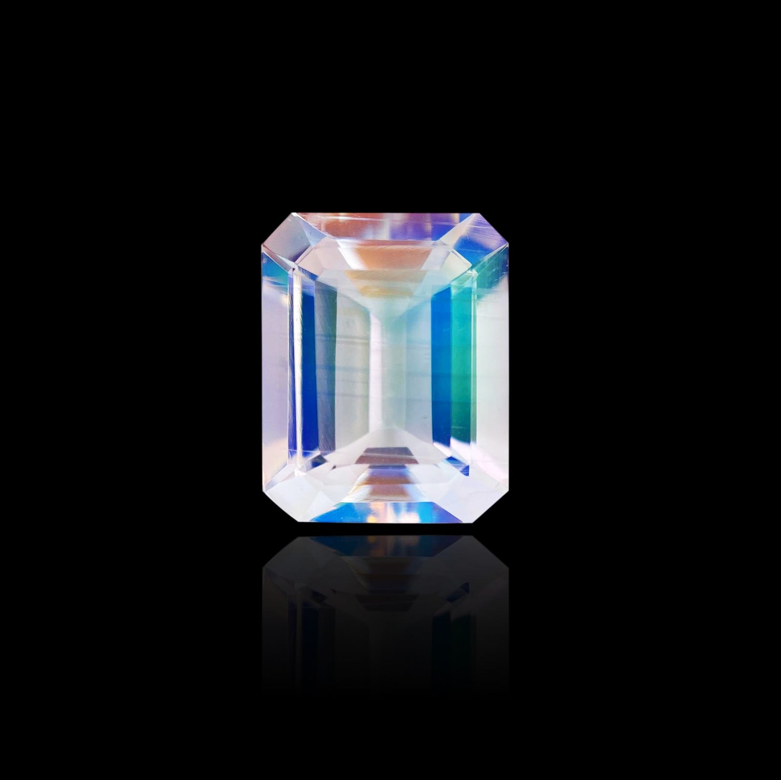 3.21ct |  Emerald Shape Step Cut Moonstone - Modern Rustic Diamond