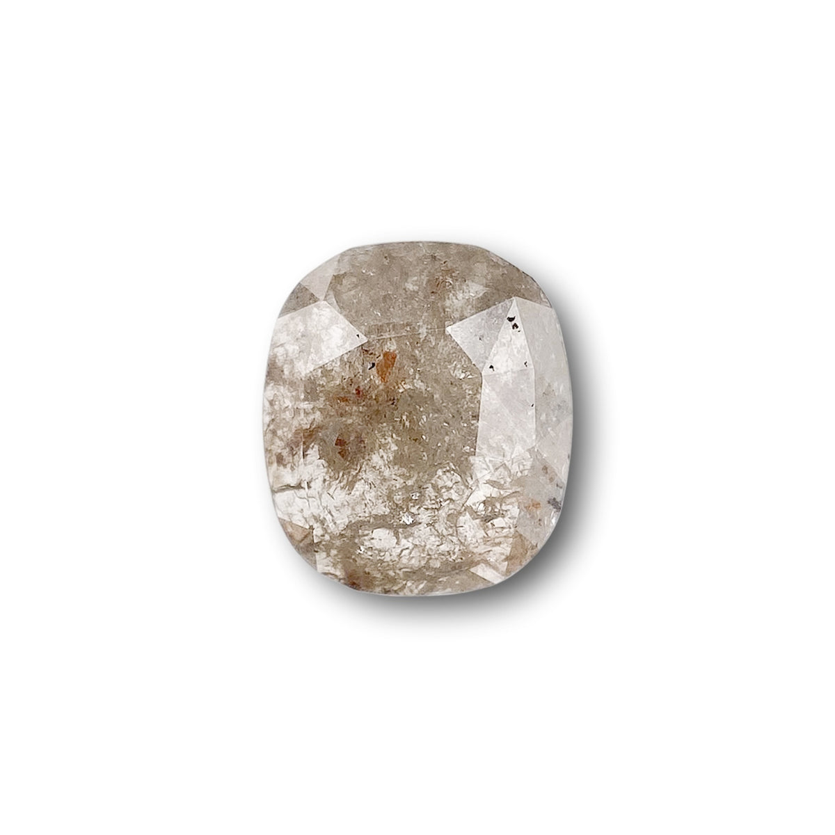 0.78ct | Salt &amp; Pepper Cushion Shape Rose Cut Diamond - Modern Rustic Diamond