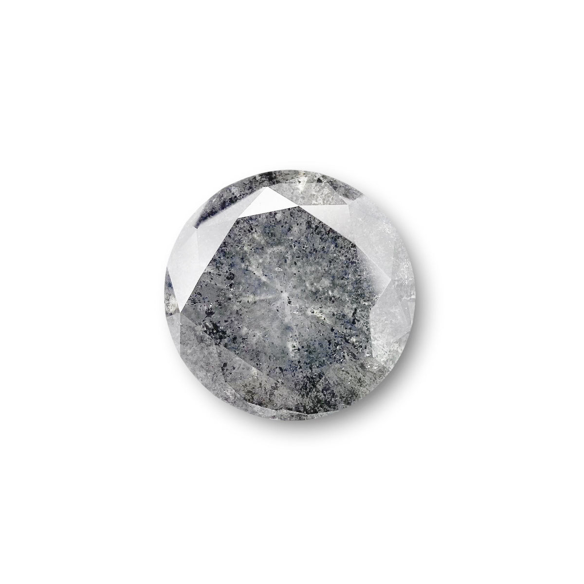 3.41ct | Salt &amp; Pepper Round Shape Brilliant Cut Diamond - Modern Rustic Diamond