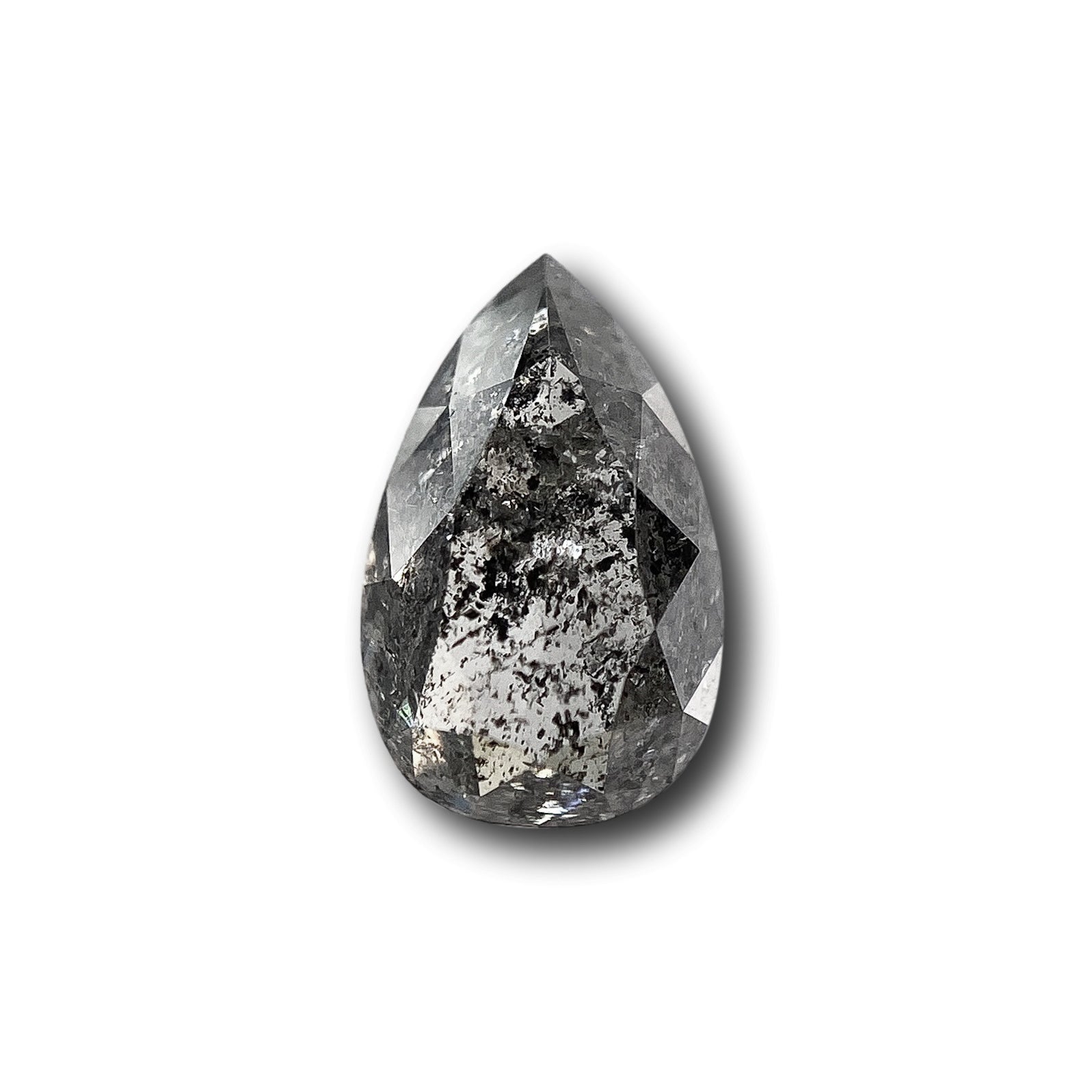 1.18ct | Salt & Pepper Pear Shape Rose Cut Diamond - Modern Rustic Diamond