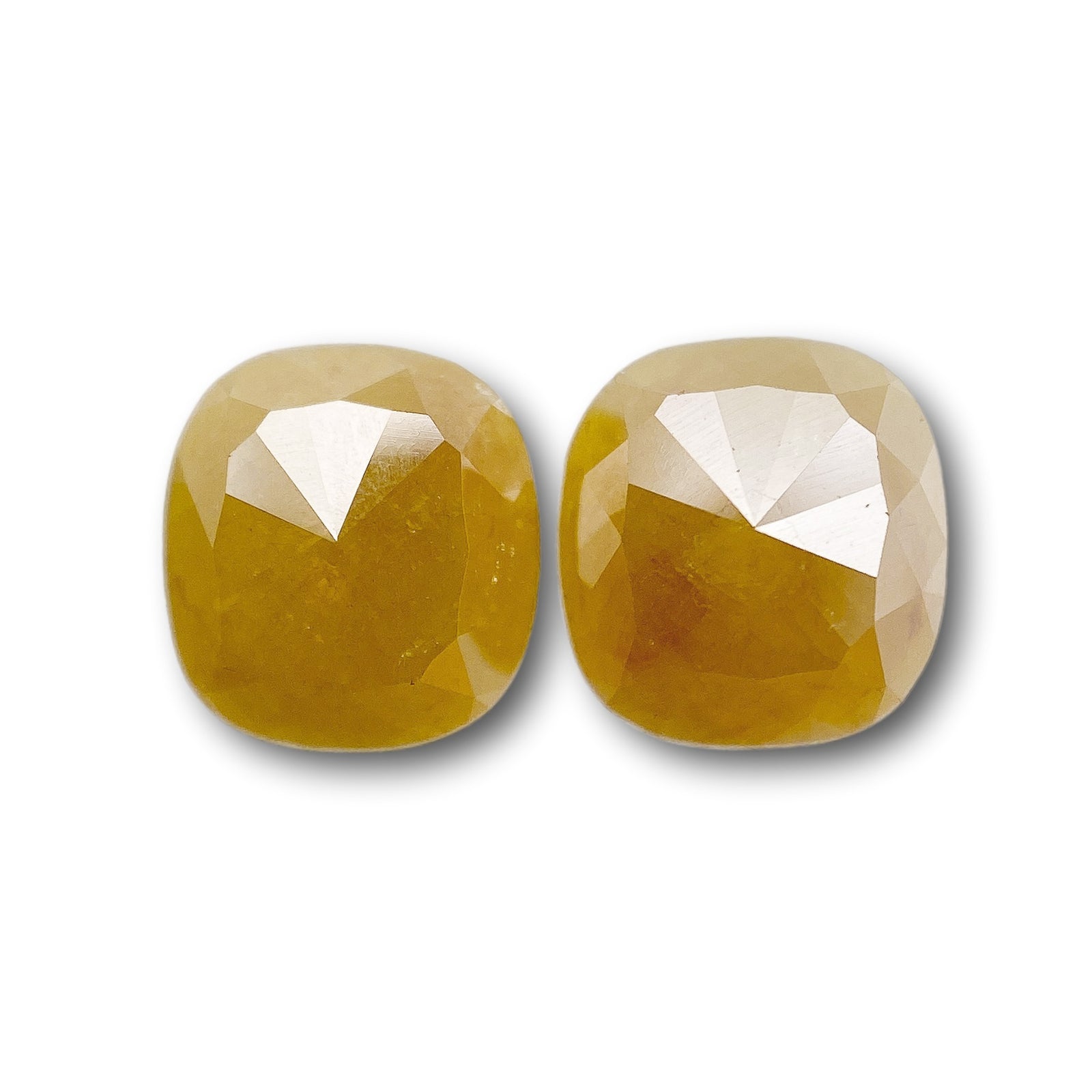 2.80cttw | Rustic  Cushion Shape Rose Cut Diamond Matched Pair - Modern Rustic Diamond