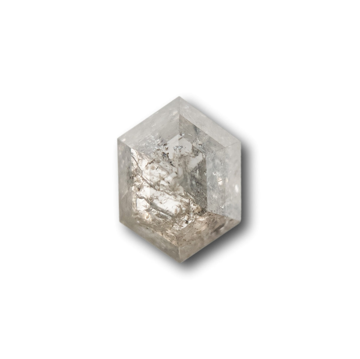 1.19ct | Salt &amp; Pepper Hexagon Shape Rose Cut Diamond - Modern Rustic Diamond