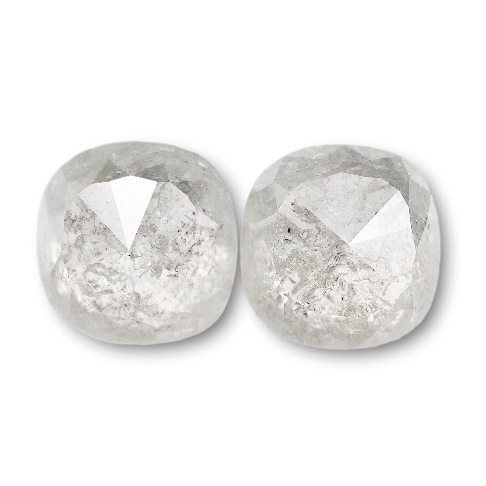 5.07cttw | Rustic Cushion Shape Rose Cut Diamond Matched Pair - Modern Rustic Diamond