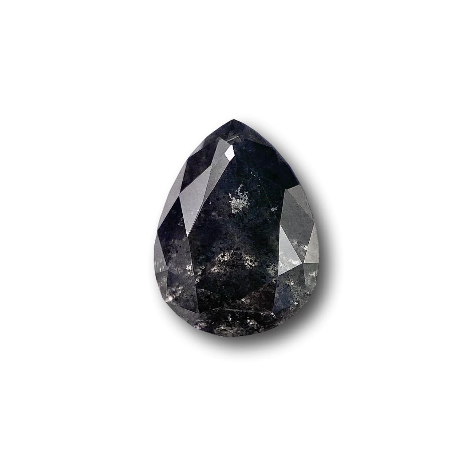 0.92ct | Salt & Pepper Pear Shape Brilliant Cut Diamond - Modern Rustic Diamond