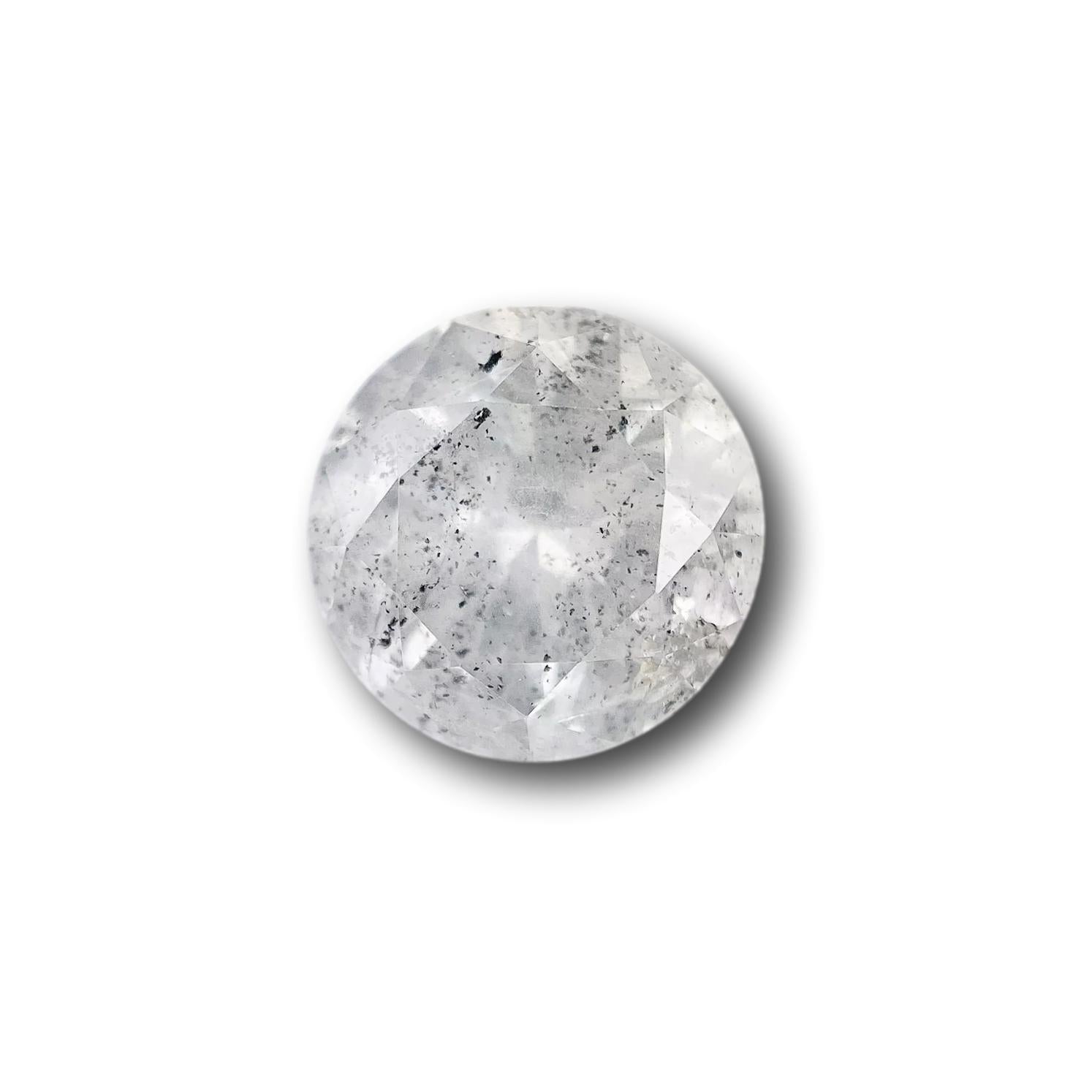 2.98ct | Salt & Pepper Round Shape Brilliant Cut Diamond - Modern Rustic Diamond
