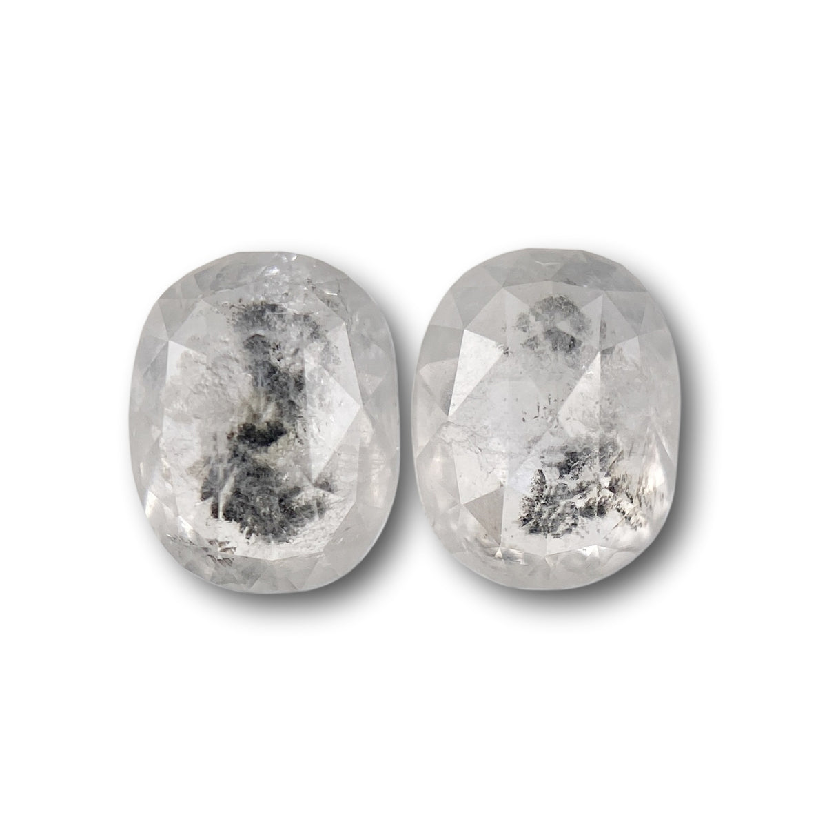 1.41cttw | Salt &amp; Pepper Cushion Shape Rose Cut Diamond Matched Pair - Modern Rustic Diamond