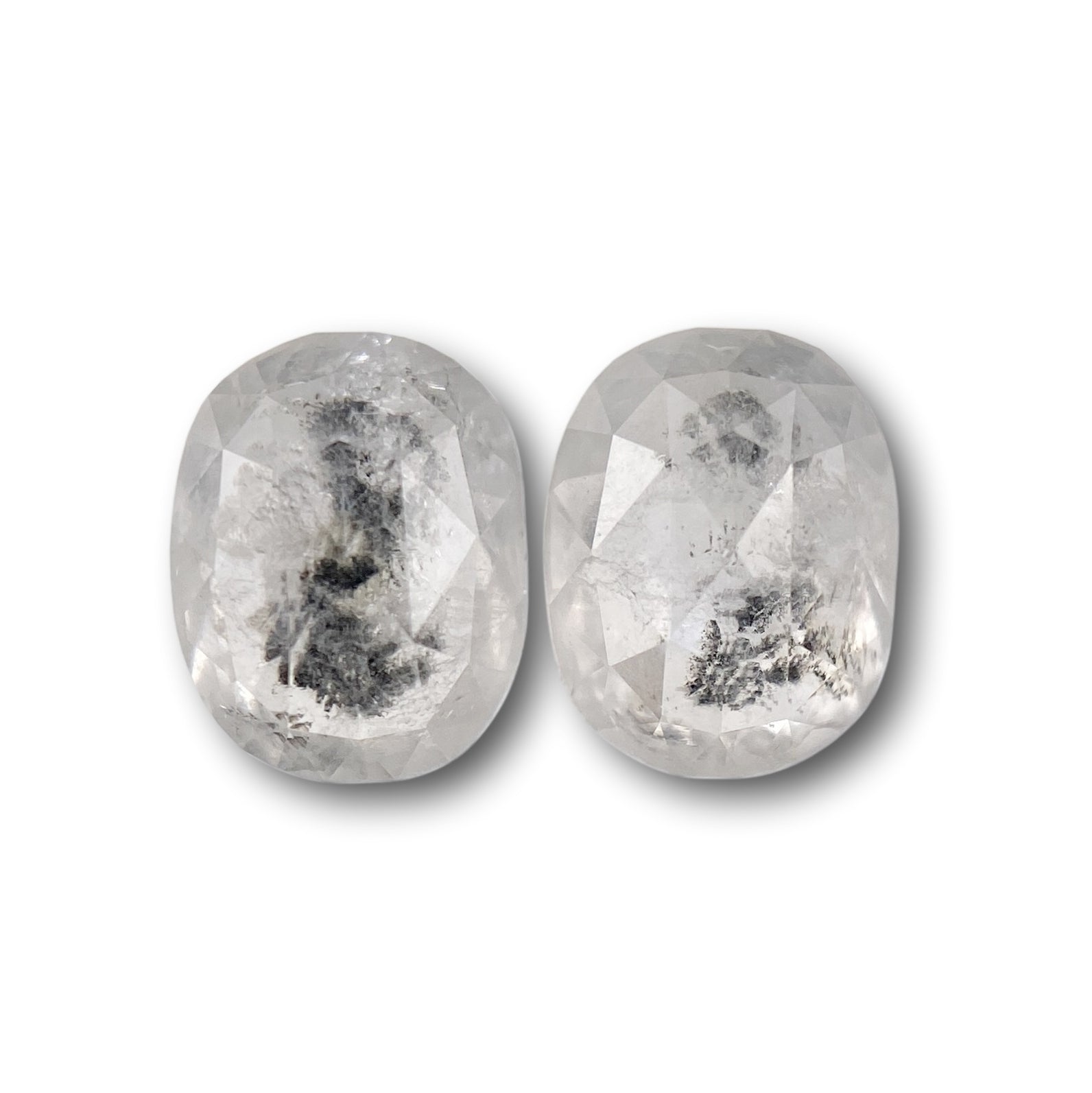 1.41cttw | Salt & Pepper Cushion Shape Rose Cut Diamond Matched Pair - Modern Rustic Diamond