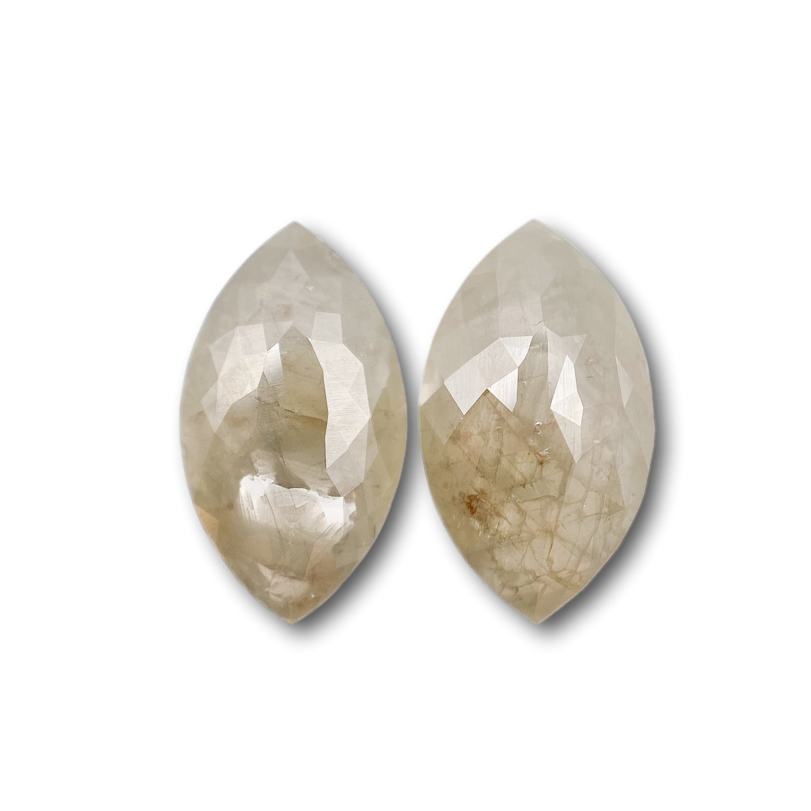 3.44cttw | Rustic  Marquise Shape Rose Cut Diamond Matched Pair - Modern Rustic Diamond