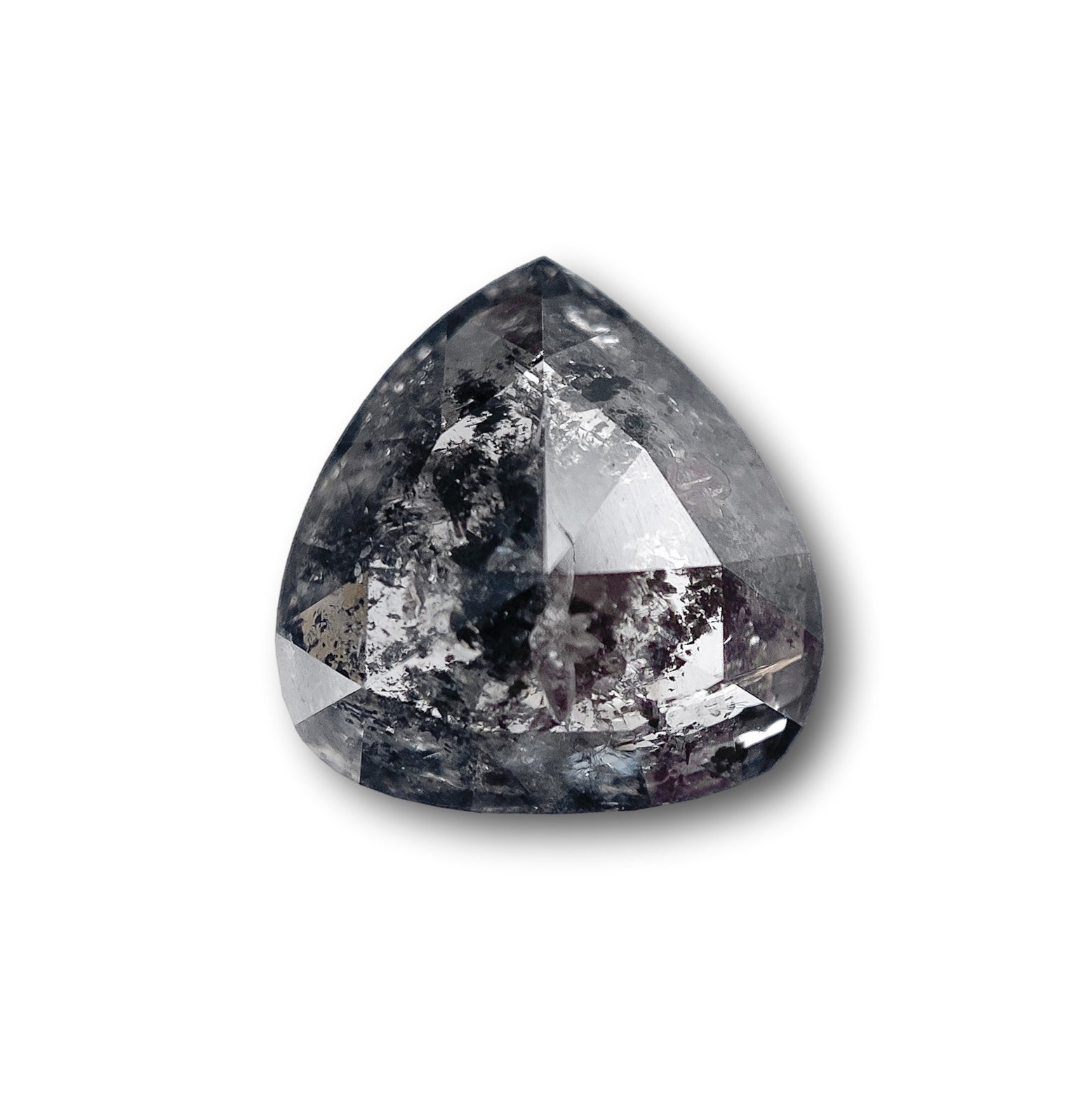 2.38ct | Salt & Pepper Pear Shape Rose Cut Diamond - Modern Rustic Diamond