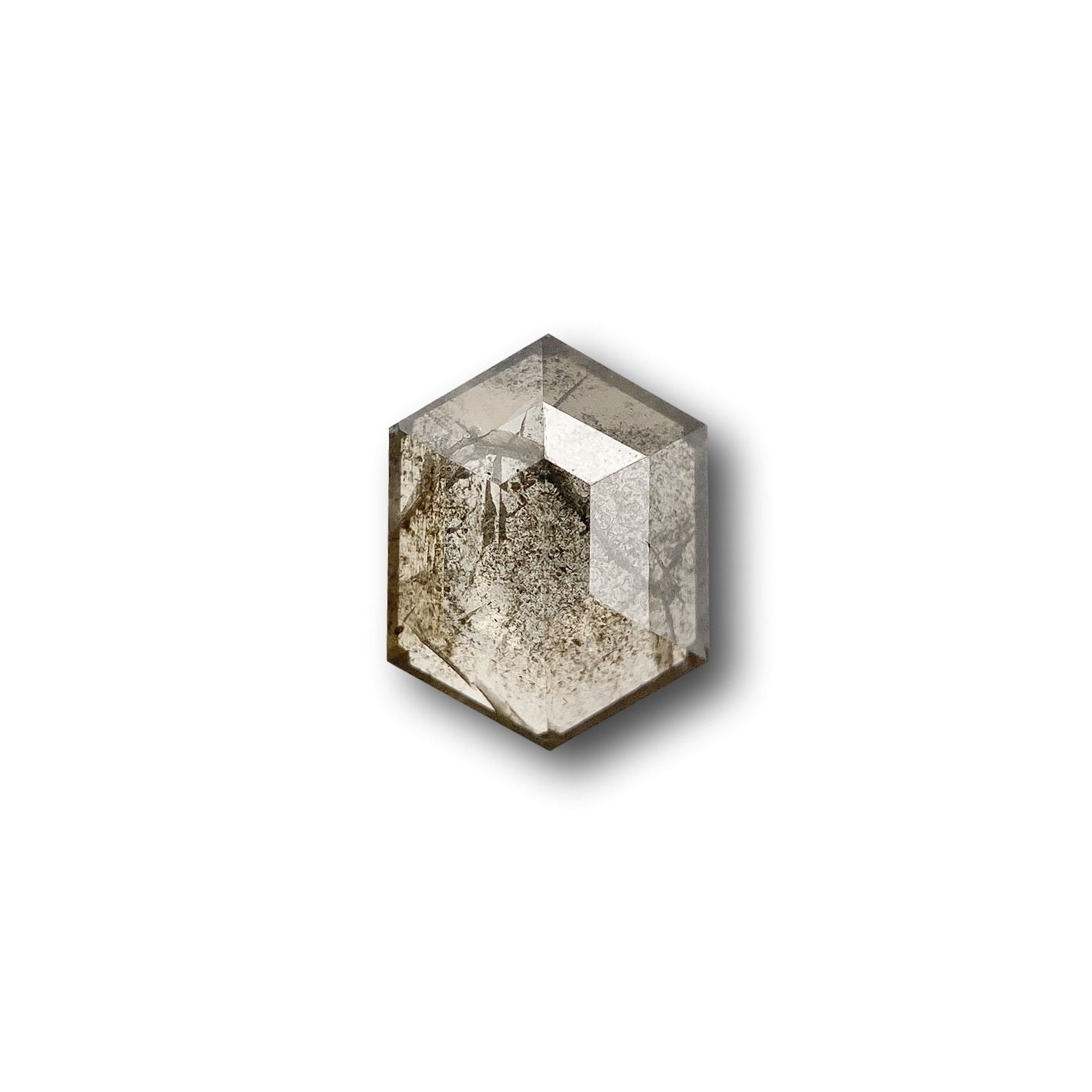 1.01ct | Salt & Pepper Hexagon Shape Rose Cut Diamond - Modern Rustic Diamond