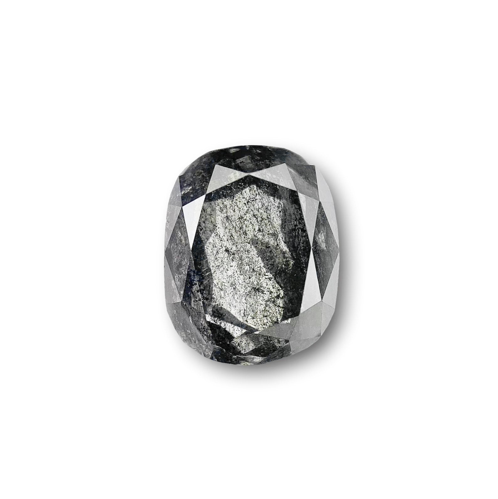 1.76ct | Salt & Pepper Cushion Shape Rose Cut Diamond - Modern Rustic Diamond