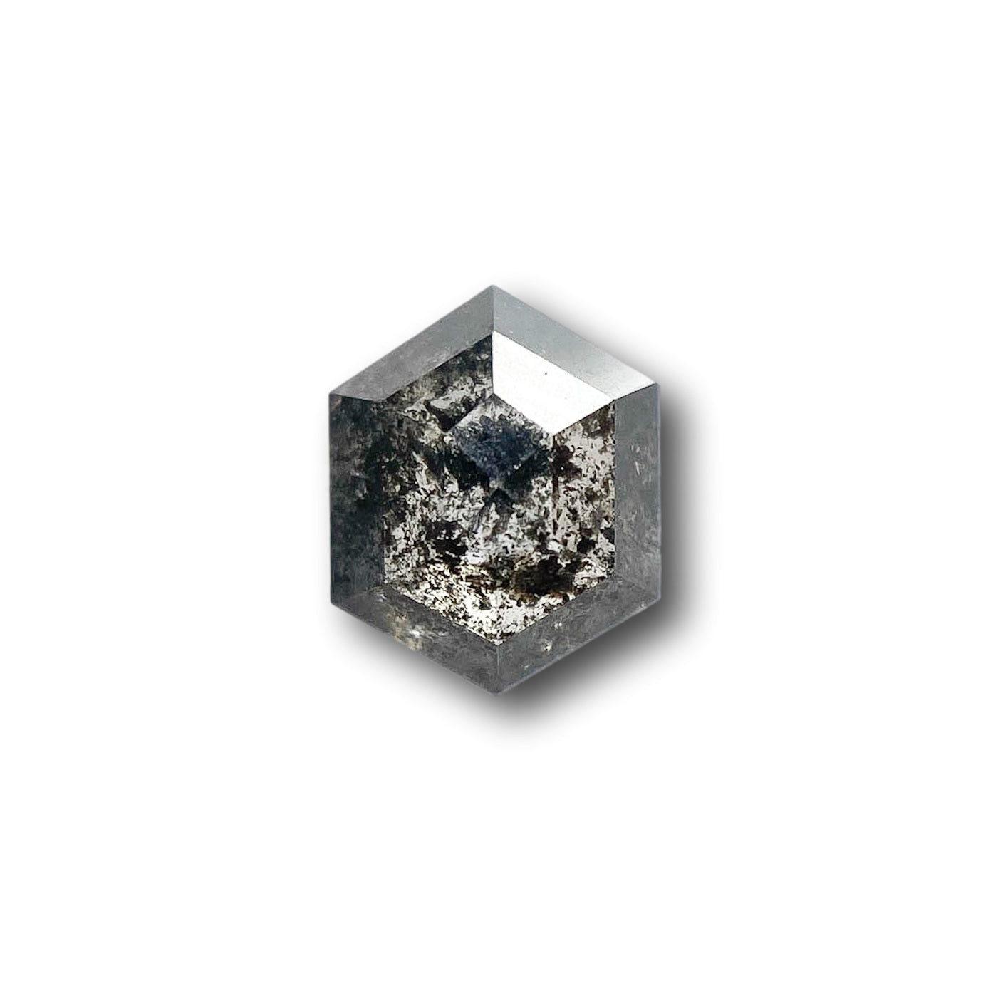 1.32ct | Salt & Pepper Hexagon Shape Rose Cut Diamond - Modern Rustic Diamond