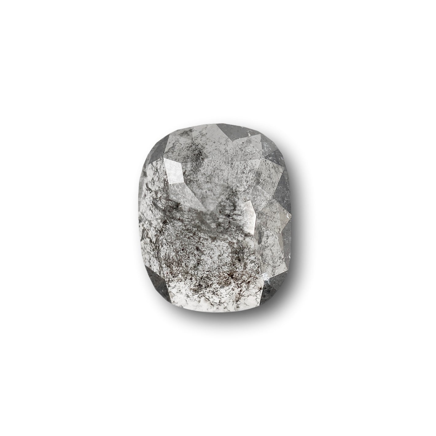 1.56ct | Salt & Pepper Cushion Shape Rose Cut Diamond - Modern Rustic Diamond