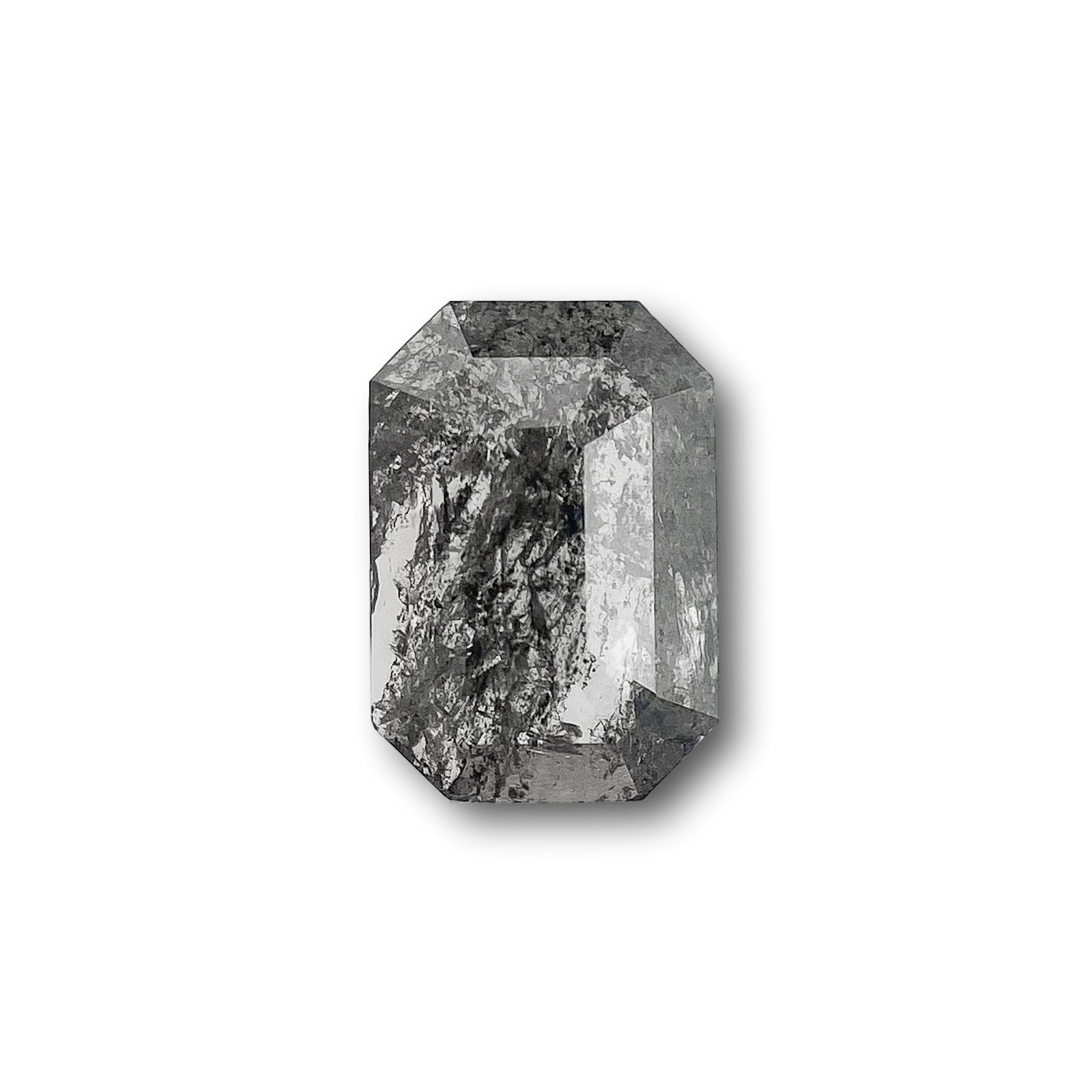 0.57ct | Salt & Pepper Emerald Shape Step Cut Diamond - Modern Rustic Diamond