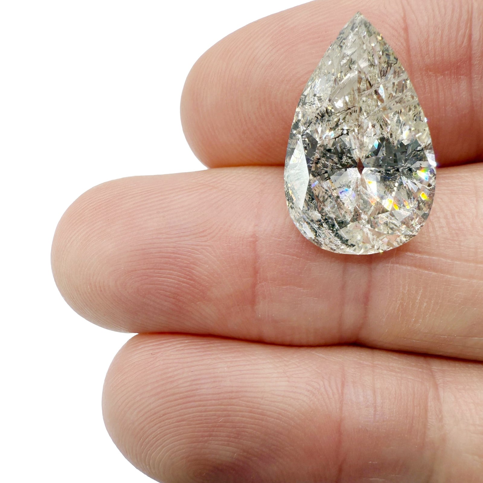 11.08ct | H/I1 Pear Shape Brilliant Cut Diamond (EGL USA) - Modern Rustic Diamond