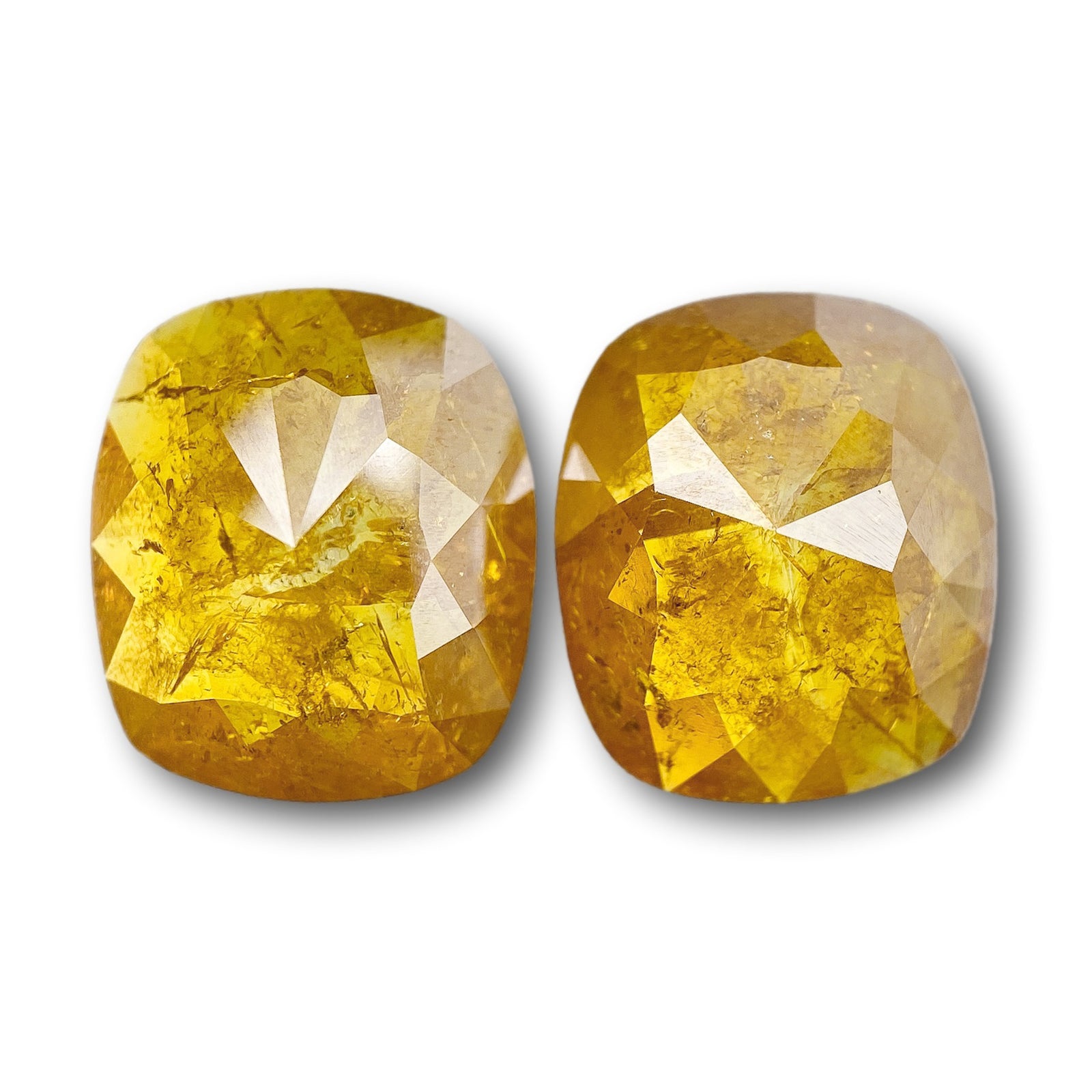 3.99cttw | Salt & Pepper Cushion Shape Rose Cut Diamond Matched Pair - Modern Rustic Diamond