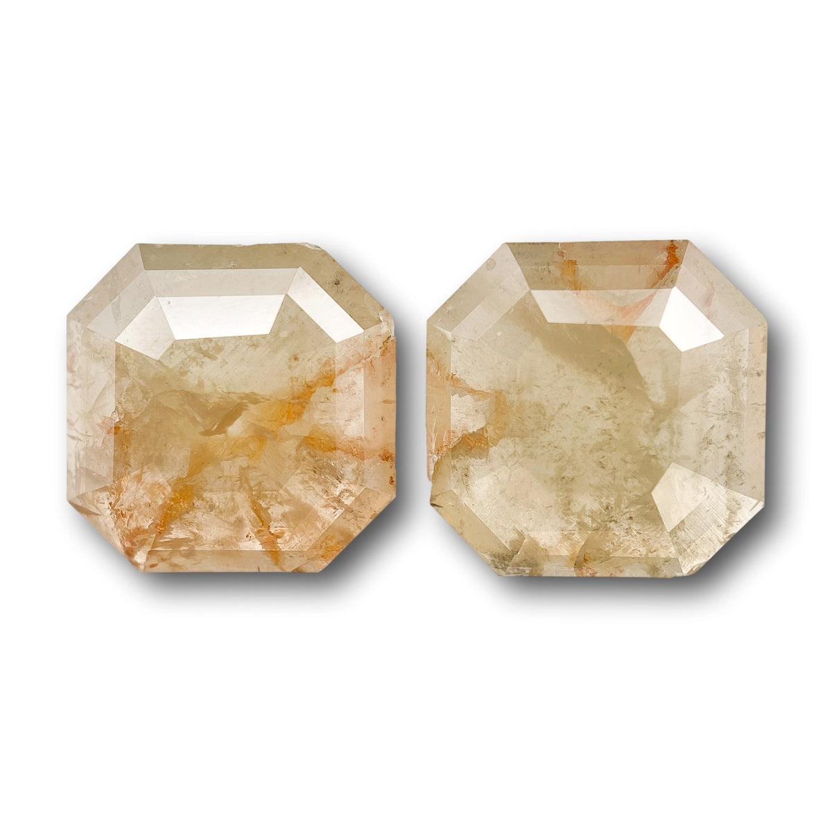 3.54cttw | Salt &amp; Pepper Radiant Shape Rose Cut Diamond Matched Pair - Modern Rustic Diamond