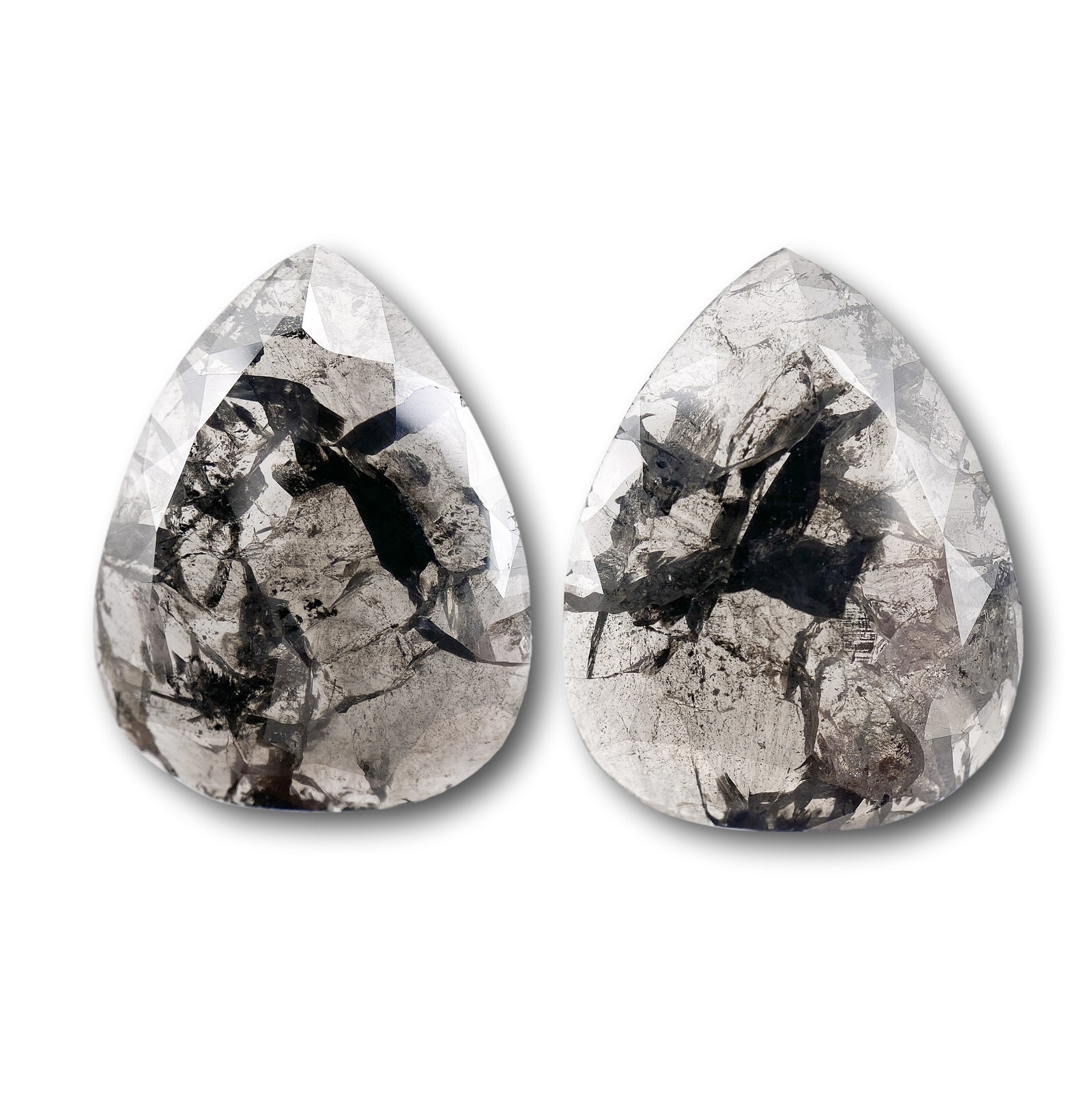8.24cttw | Rustic Pear Shape Rose Cut Diamond Matched Pair - Modern Rustic Diamond