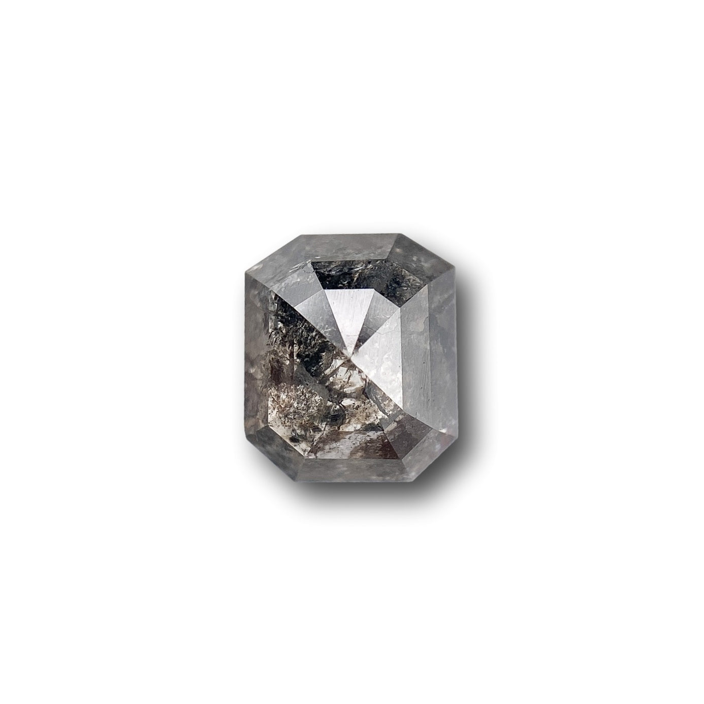 1.26ct | Salt & Pepper Emerald Shape Rose Cut Diamond - Modern Rustic Diamond