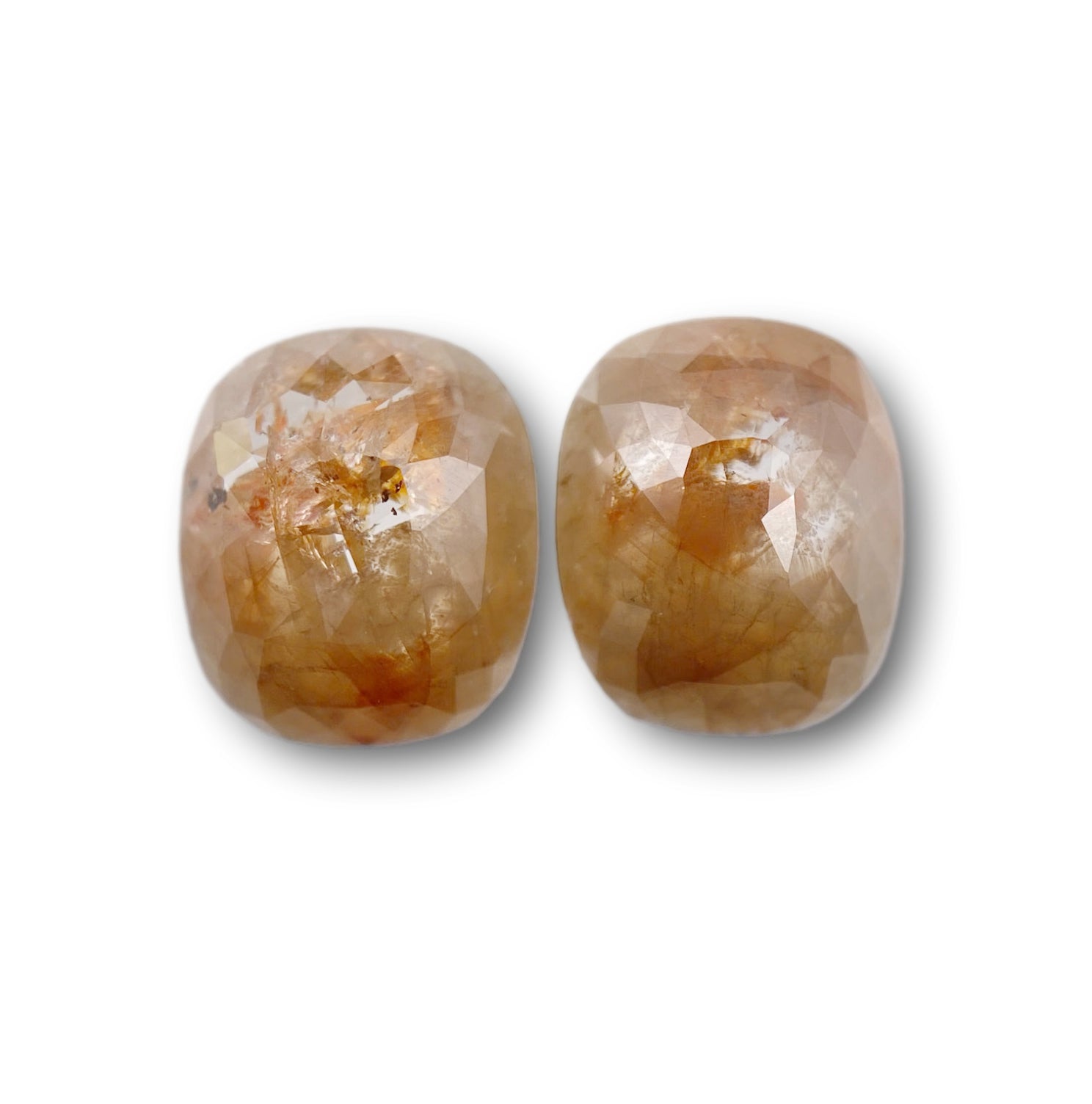 4.40cttw | Salt & Pepper Cushion Shape Rose Cut Diamond Matched Pair - Modern Rustic Diamond