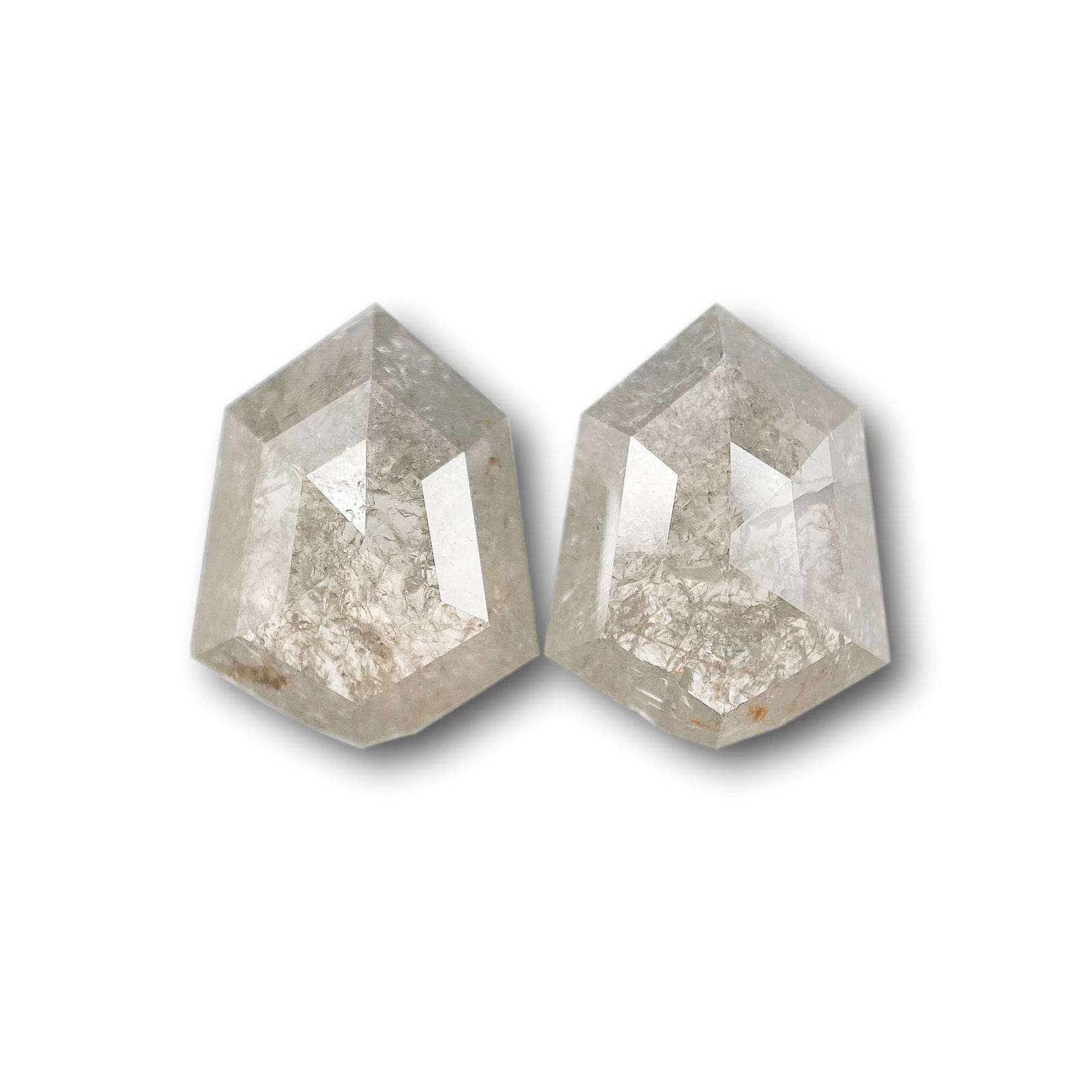 2.78cttw | Rustic Kite Shape Rose Cut Diamond Matched Pair - Modern Rustic Diamond