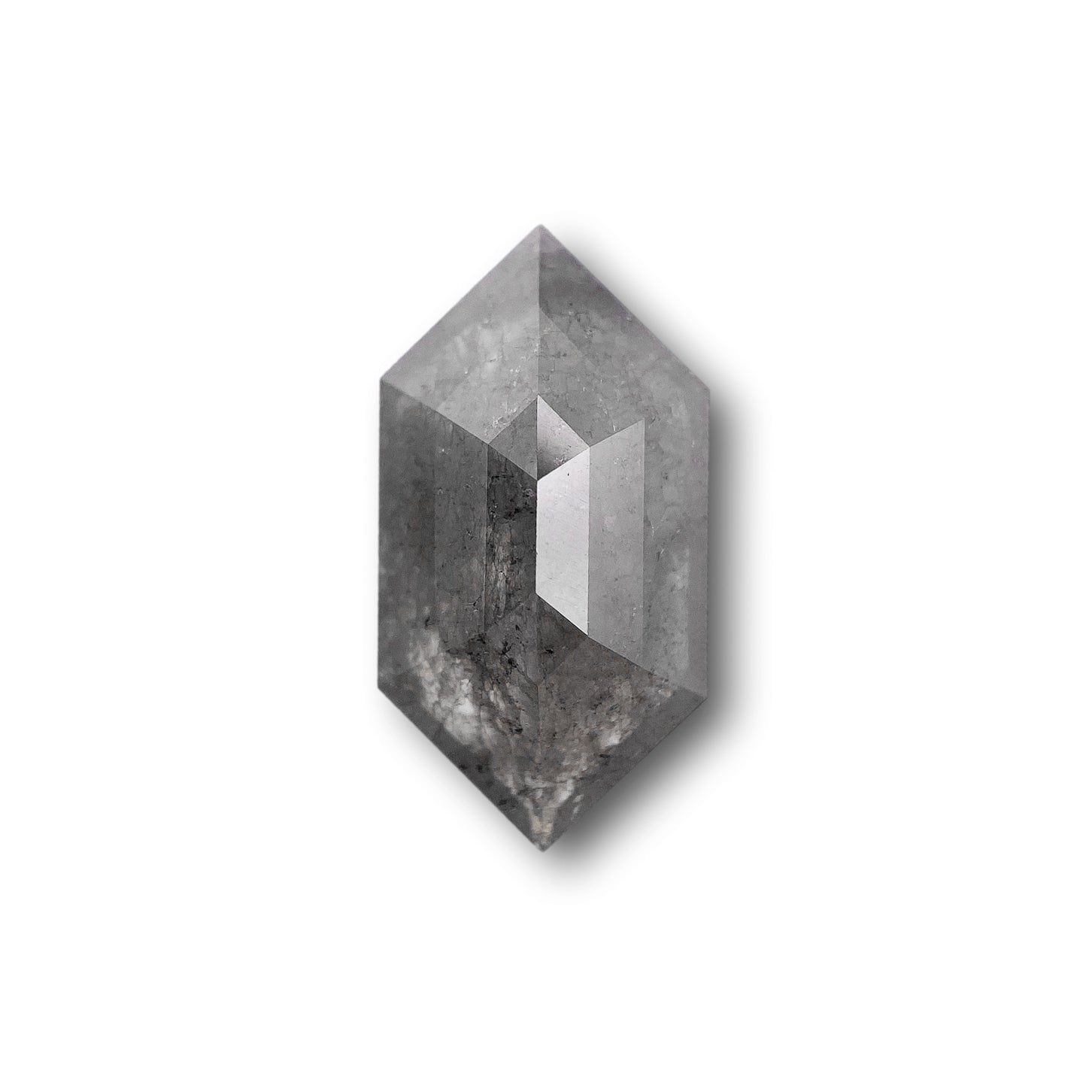 1.95ct | Salt & Pepper Hexagon Shape Rose Cut Diamond - Modern Rustic Diamond
