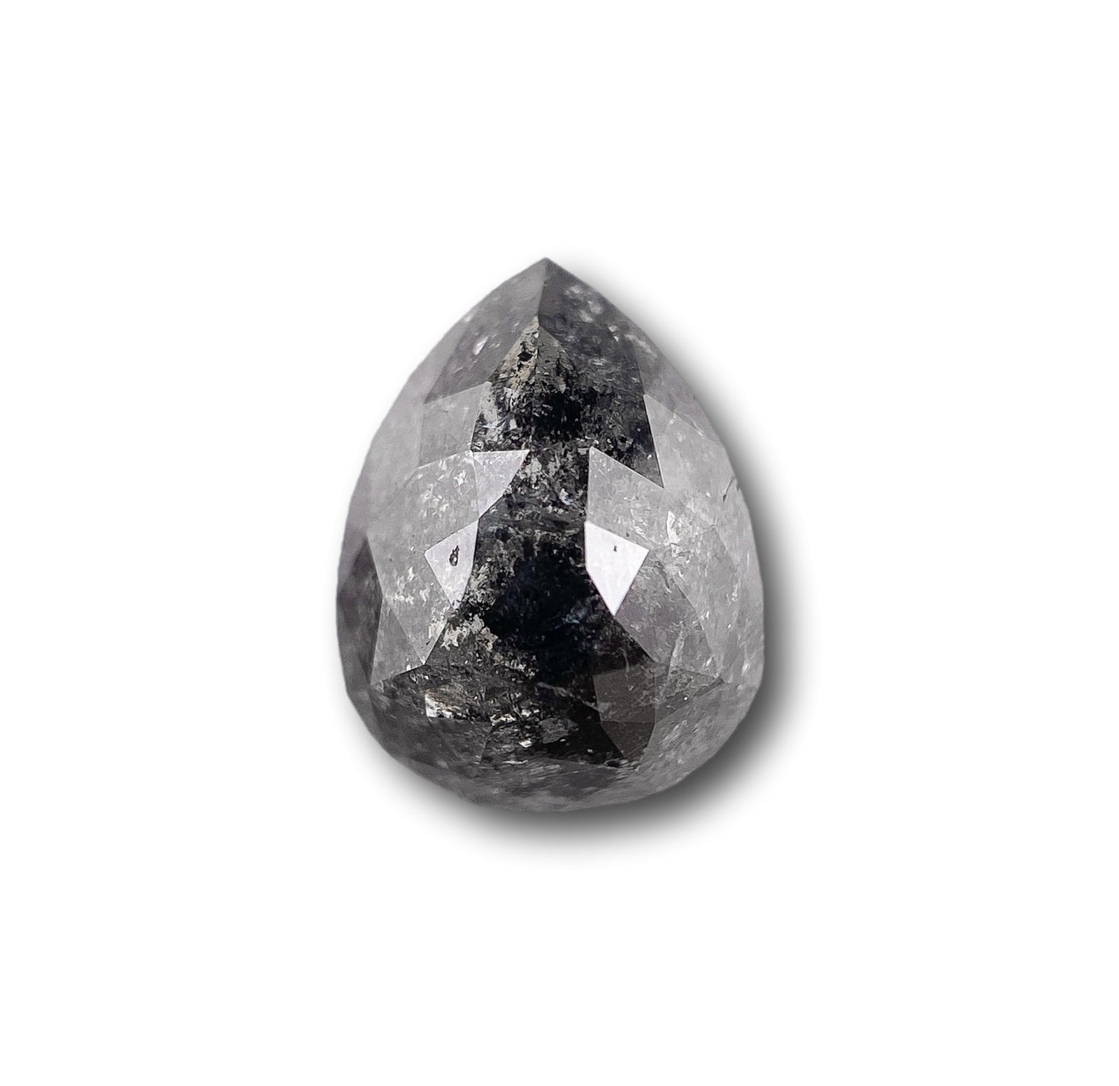 1.00ct | Salt & Pepper Pear Shape Rose Cut Diamond - Modern Rustic Diamond