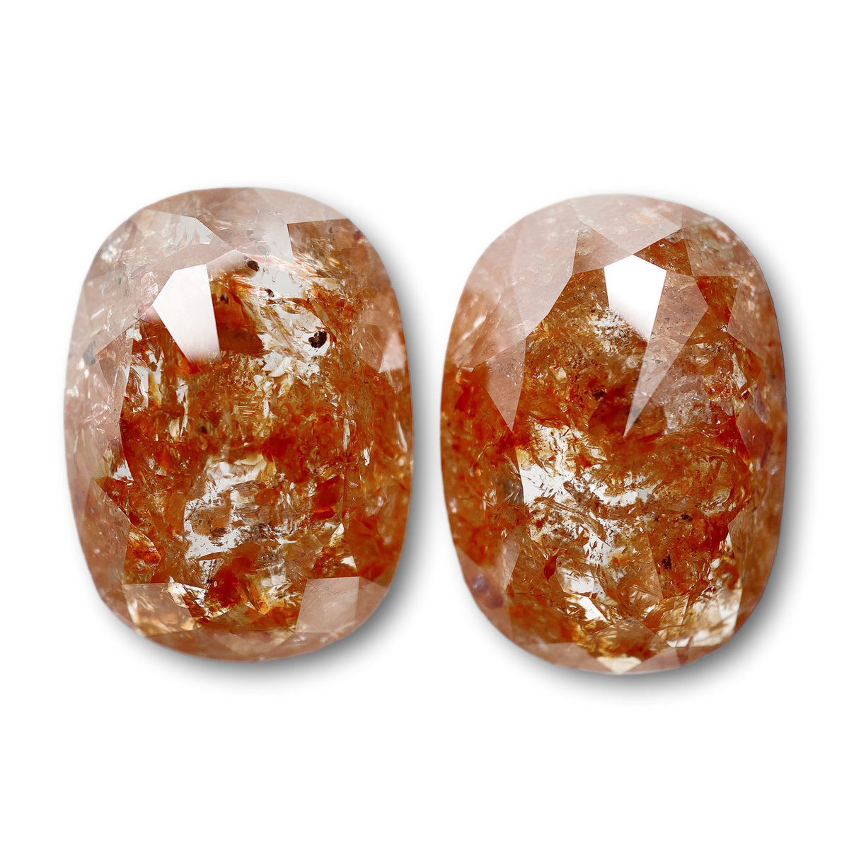21.15cttw | Salt &amp; Pepper Cushion Shape Rose Cut Diamond Matched Pair - Modern Rustic Diamond