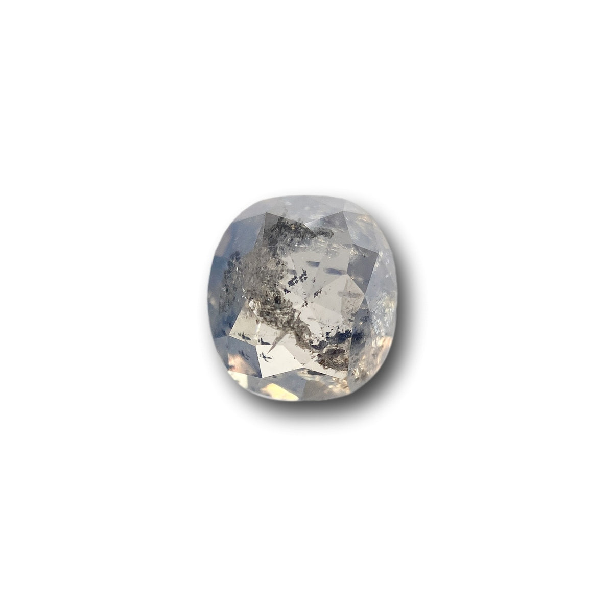 1.98ct | Salt &amp; Pepper Cushion Shape Rose Cut Diamond - Modern Rustic Diamond