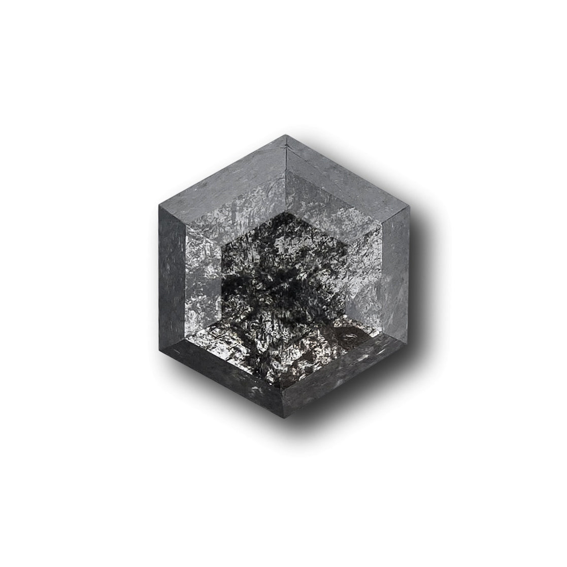 0.71ct | Salt & Pepper Hexagon Shape Rose Cut Diamond - Modern Rustic Diamond