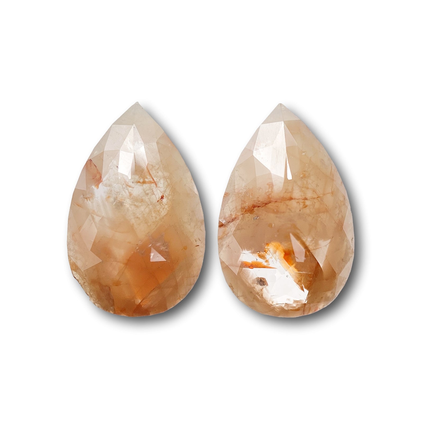 2.80cttw | Salt & Pepper Pear Shape Rose Cut Diamond Matched Pair - Modern Rustic Diamond
