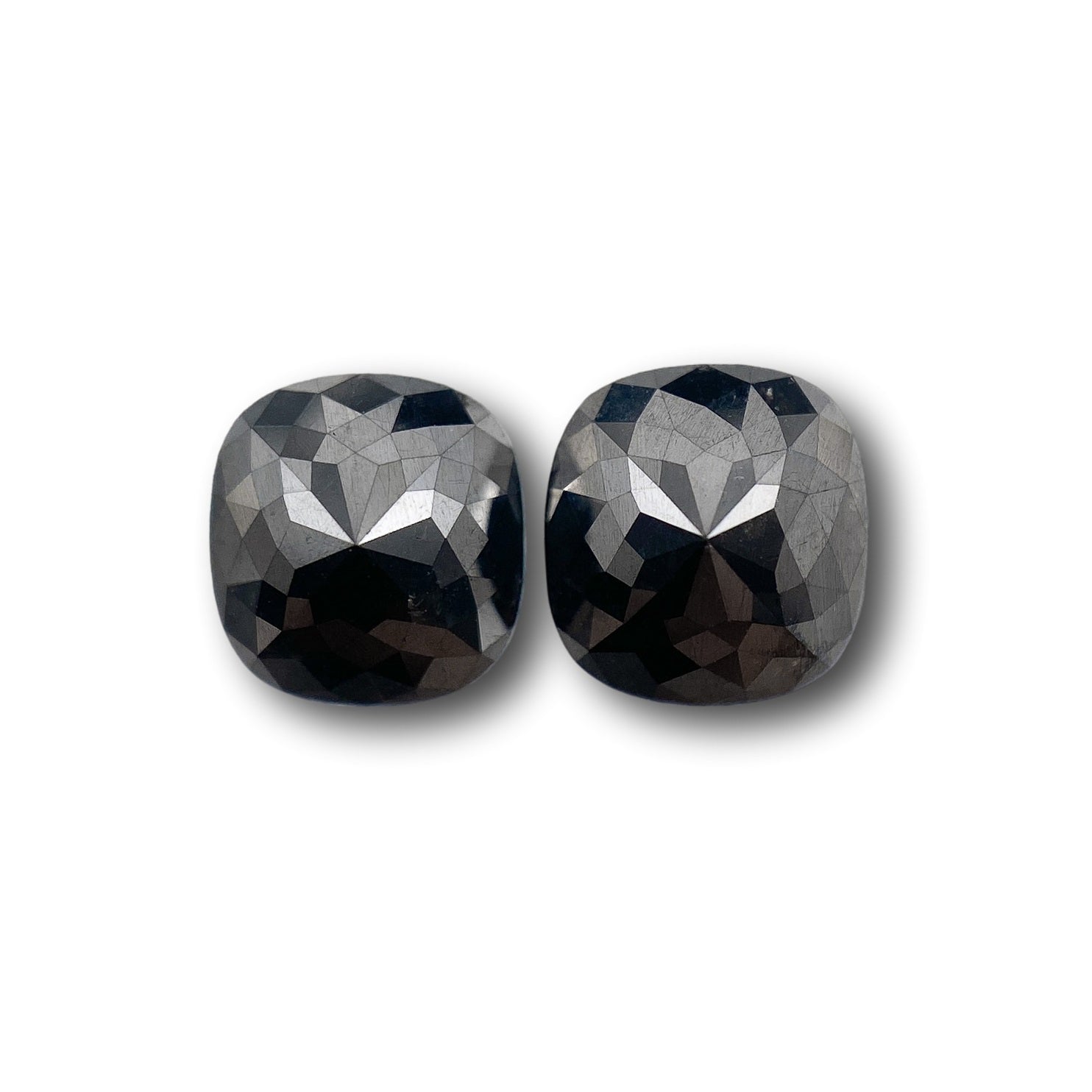 1.76cttw | Black Cushion Shape Rose Cut Diamond Matched Pair-Modern Rustic Diamond