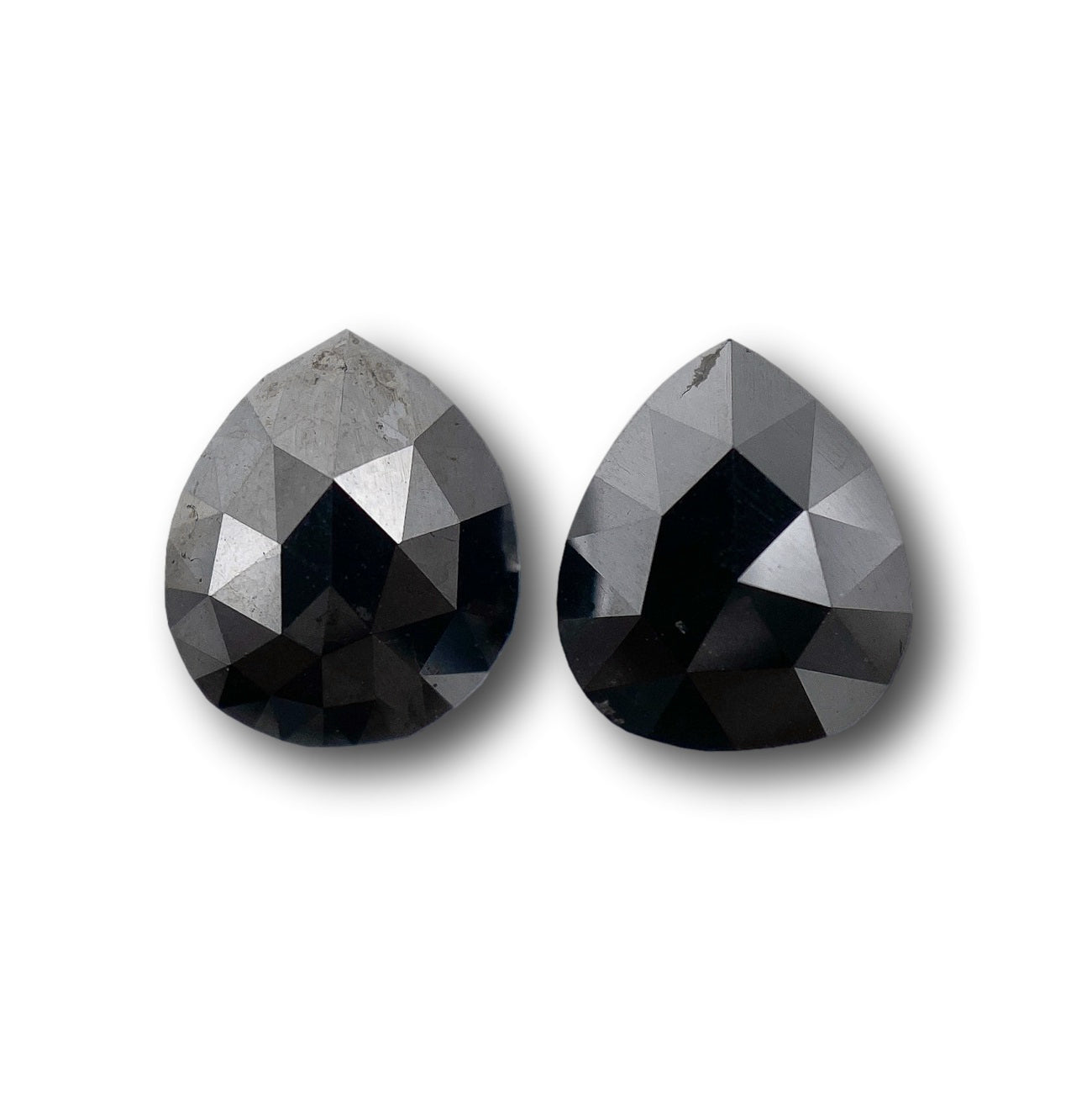 1.76cttw | Black Pear Shape Rose Cut Diamond Matched Pair-Modern Rustic Diamond