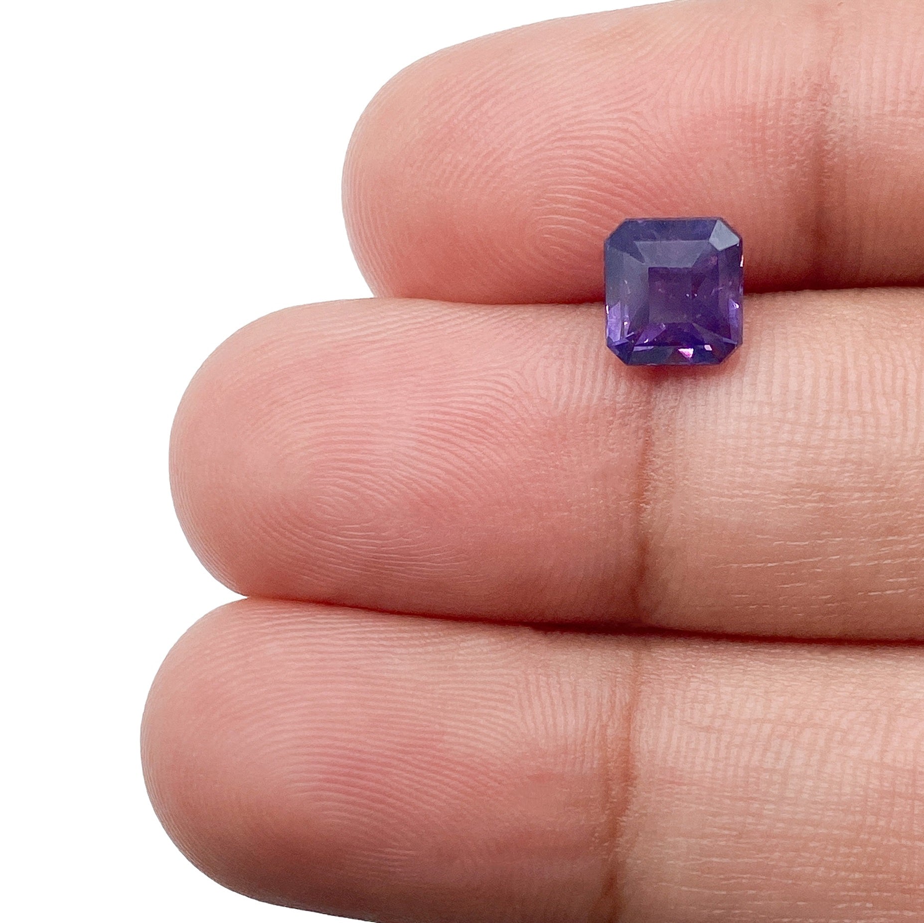 1.77ct Asscher Cut Purple Silky Sapphire Modern Rustic Diamond