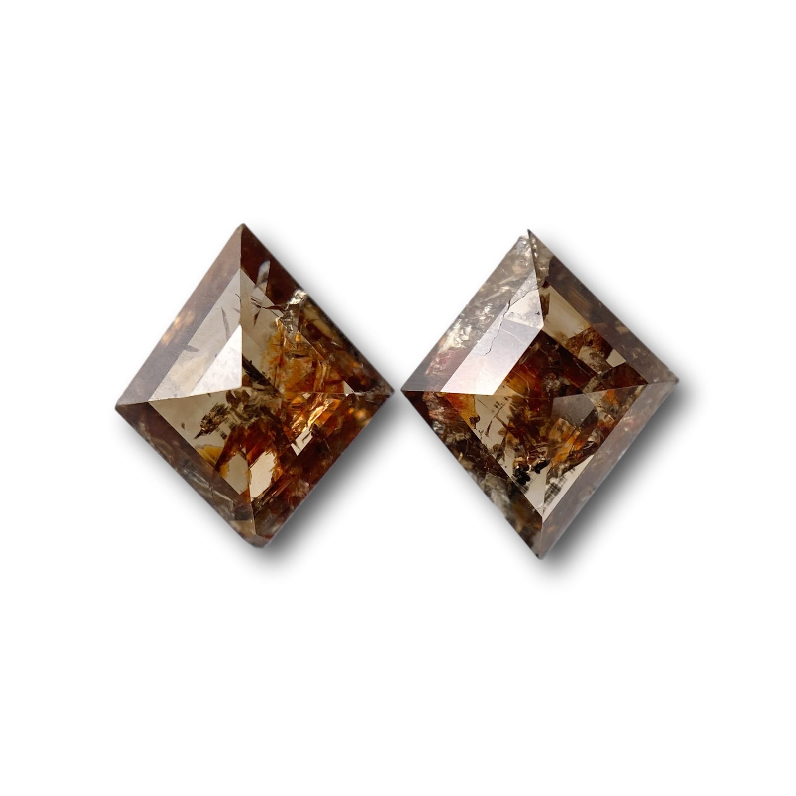 2.53cttw | Rustic  Kite Shape Rose Cut Diamond Matched Pair - Modern Rustic Diamond