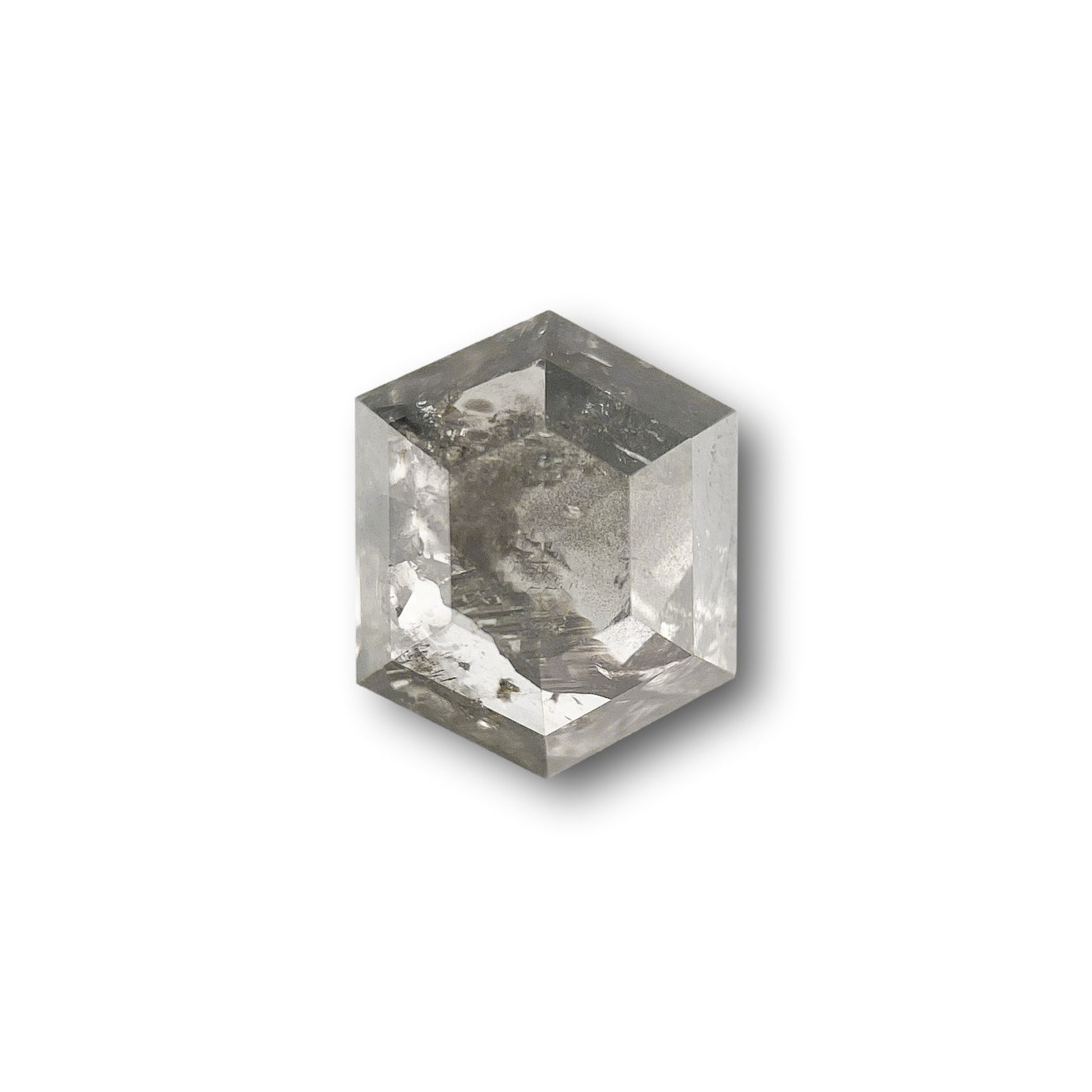 0.62ct | Salt & Pepper Hexagon Shape Rose Cut Diamond - Modern Rustic Diamond