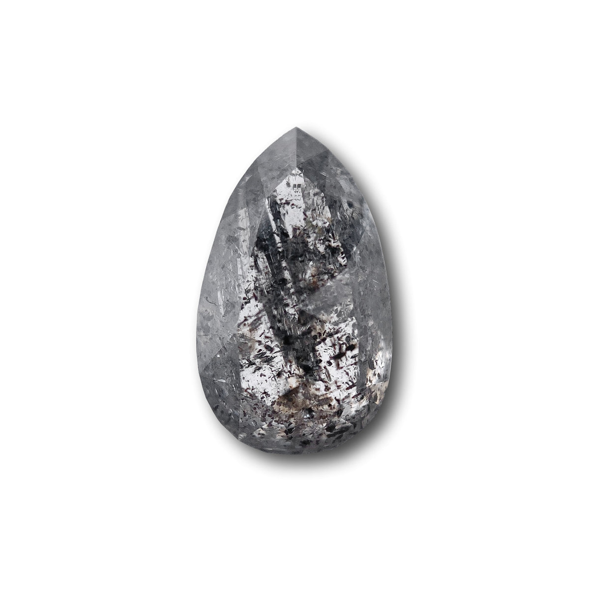 1.76ct | Salt &amp; Pepper Pear Shape Rose Cut Diamond - Modern Rustic Diamond