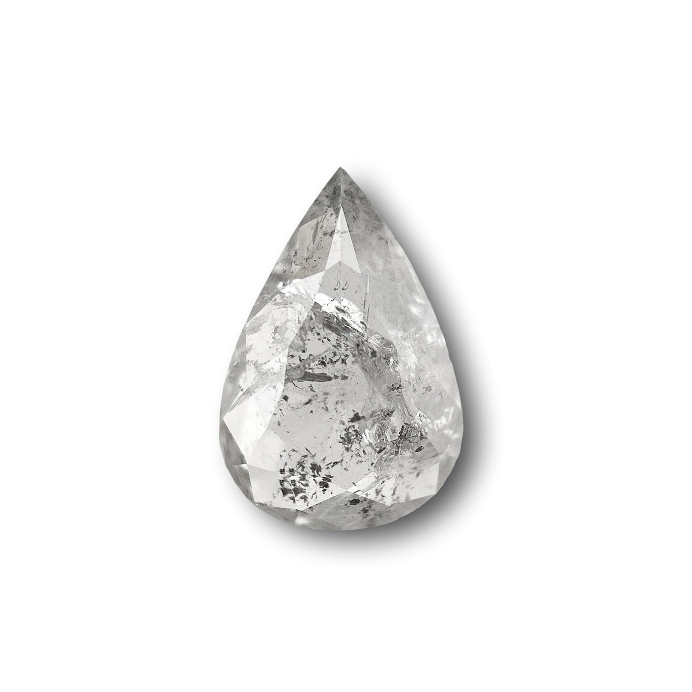 1.13ct | Salt & Pepper Pear Shape Rose Cut Diamond - Modern Rustic Diamond
