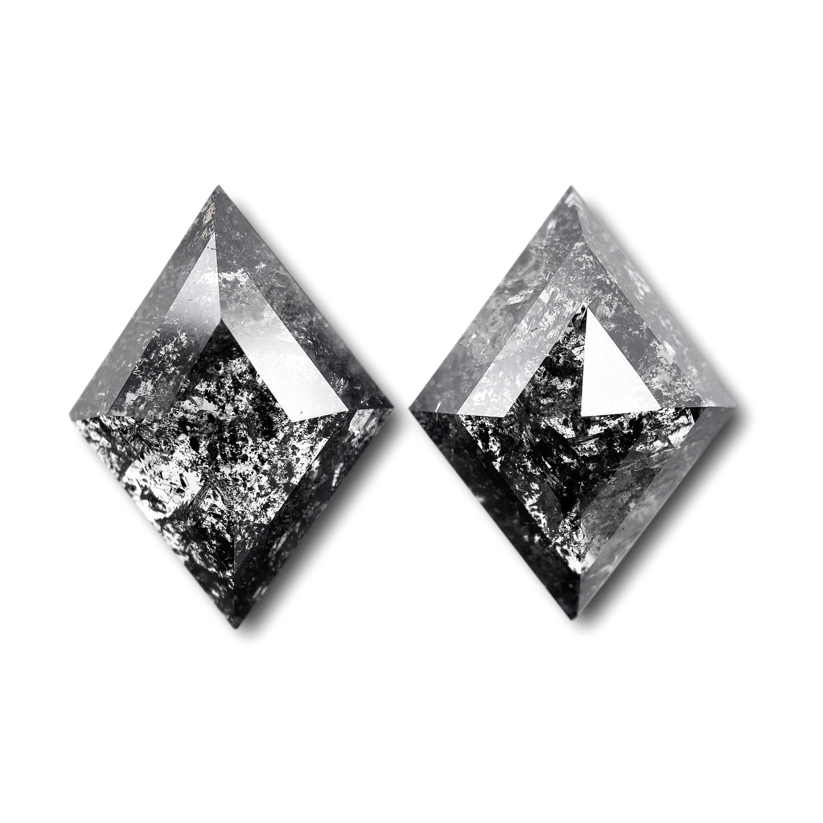 7.41cttw | Rustic Lozenge Shape Rose Cut Diamond Matched Pair - Modern Rustic Diamond