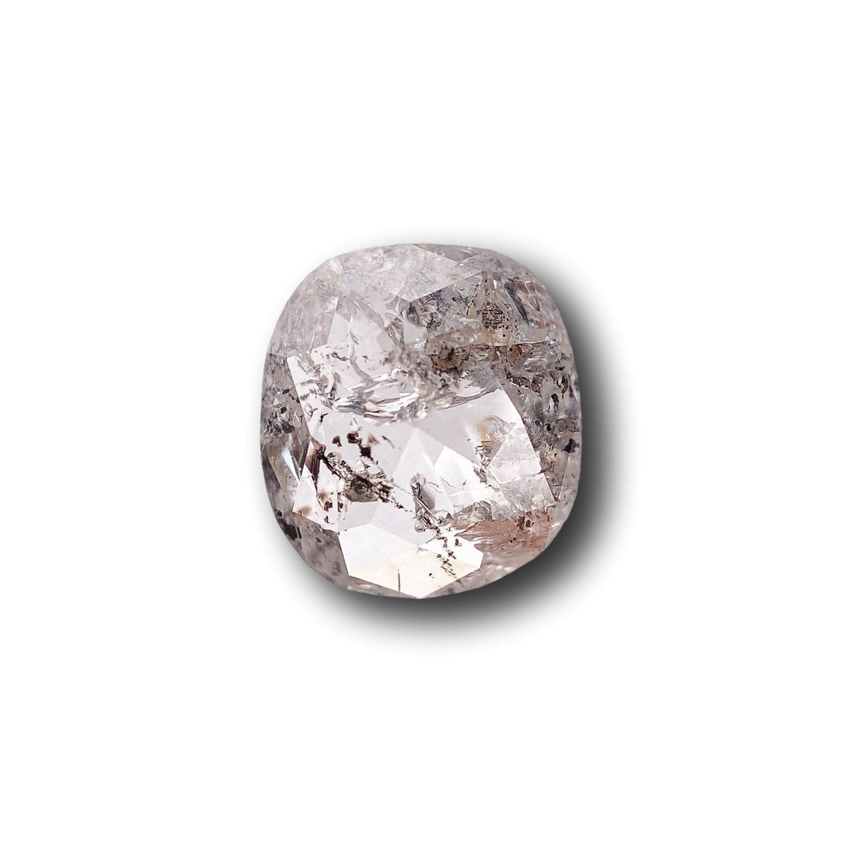 1.20ct | Salt &amp; Pepper Cushion Shape Rose Cut Diamond - Modern Rustic Diamond