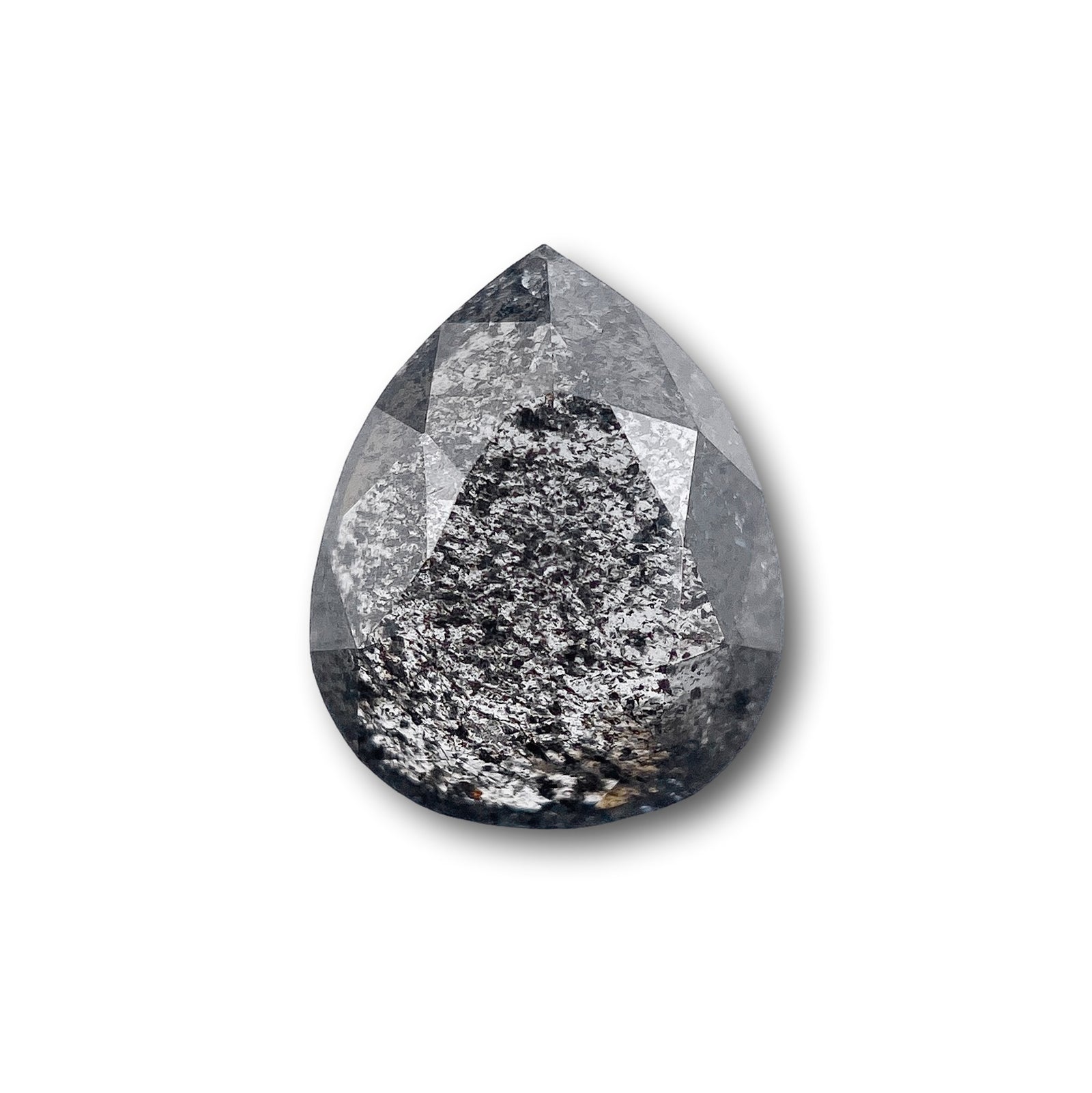 1.33ct | Salt & Pepper Pear Shape Rose Cut Diamond - Modern Rustic Diamond